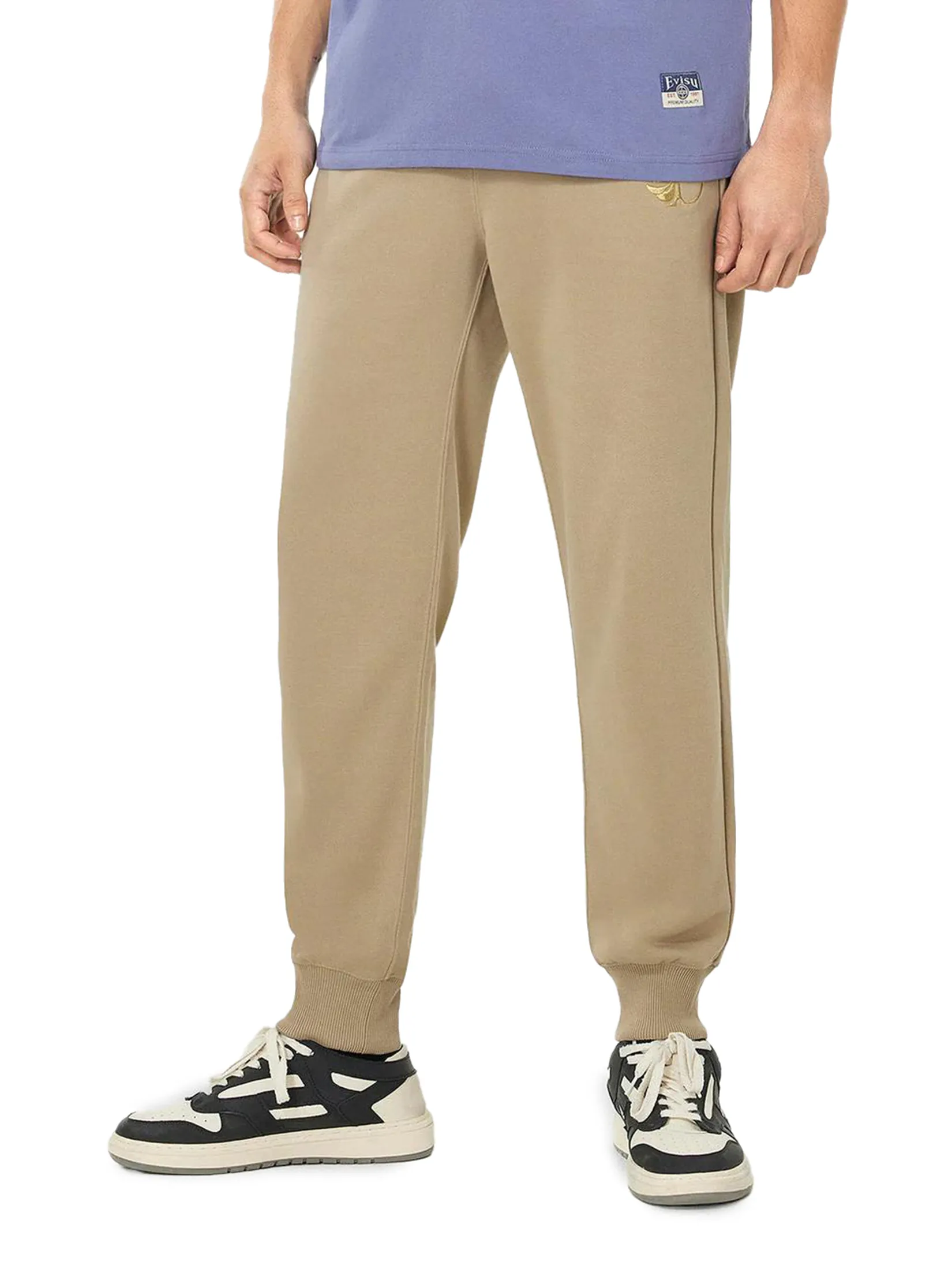 EVISU Men Sweatpants Kamon Embroidery and Logo Brocade Applique Regular Fit EVISU Men Sweatpants Kamon Embroidery and Logo Brocade Applique Regular Fit