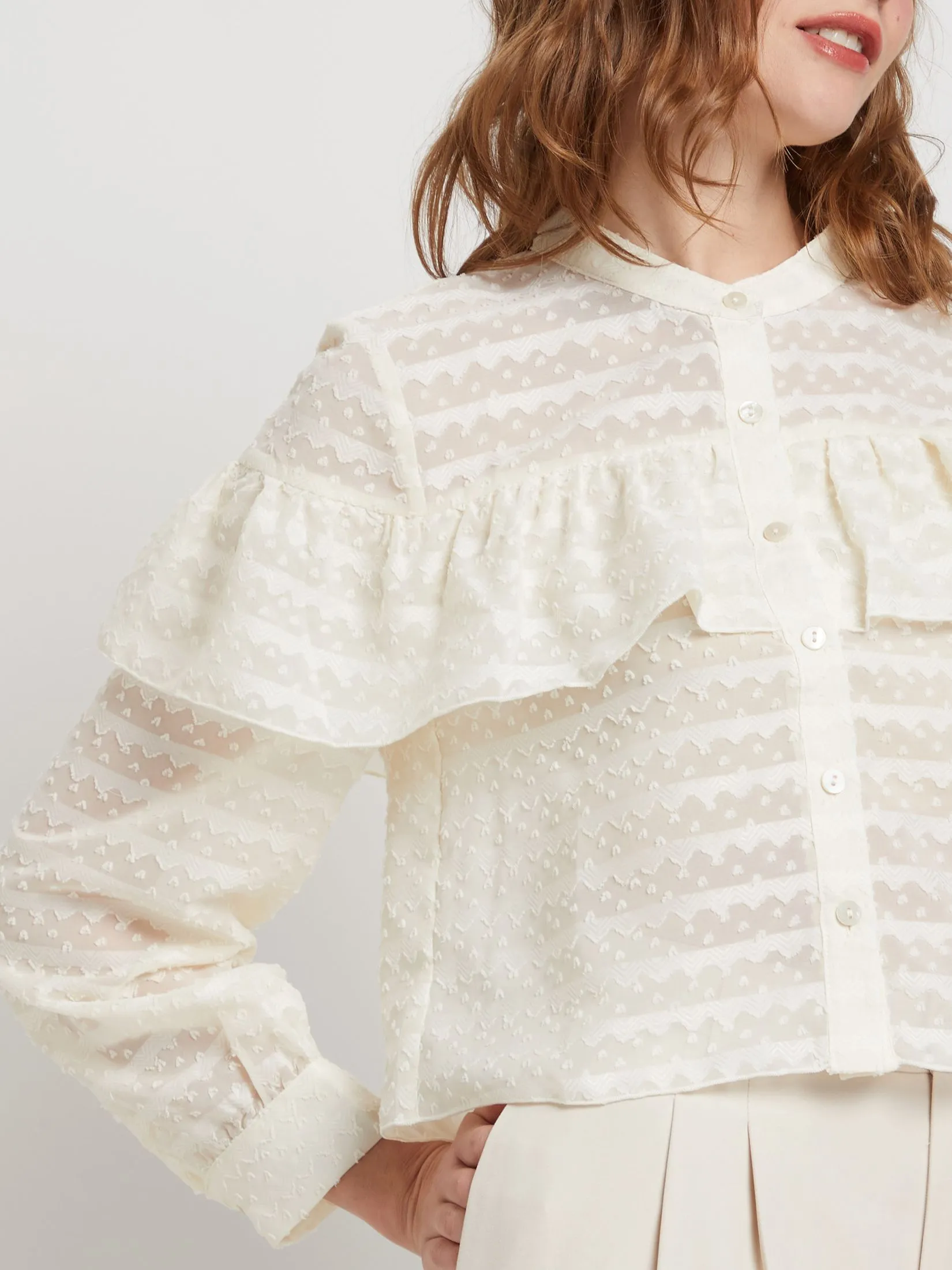 LOLITA Women Blouse Chiffon Blouse with ruffle trim LOLITA Women Blouse Chiffon Blouse with ruffle trim