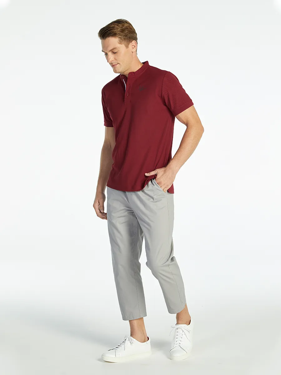 ELLE HOMME MEN BAND COLLAR POLO SHIRT W8K904RE - RED ELLE HOMME MEN BAND COLLAR POLO SHIRT W8K904RE - RED