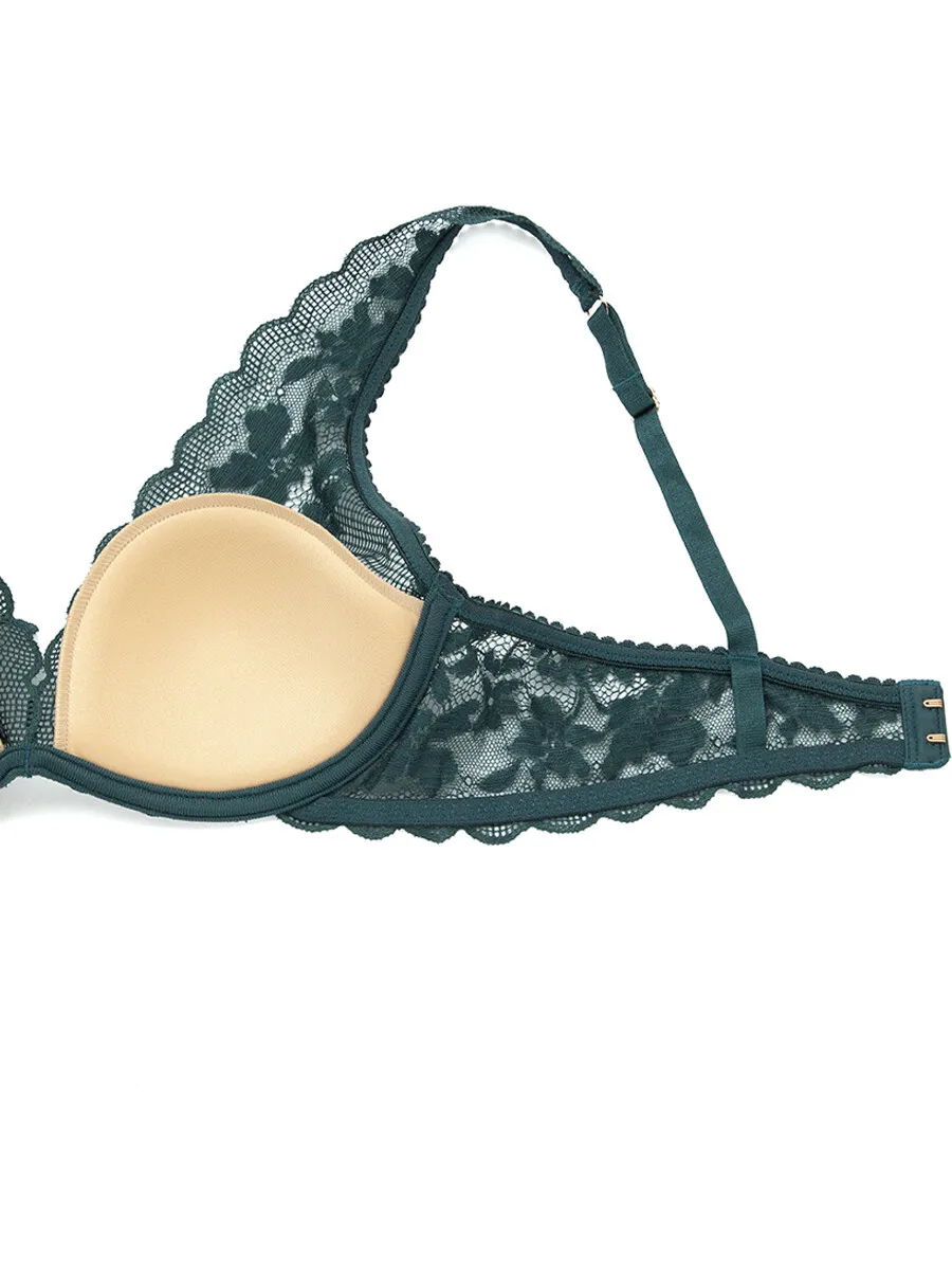 SABINA Bra Wired Woman Basic Lace A/W 24 - Dark Green SABINA Bra Wired Woman Basic Lace A/W 24 - Dark Green