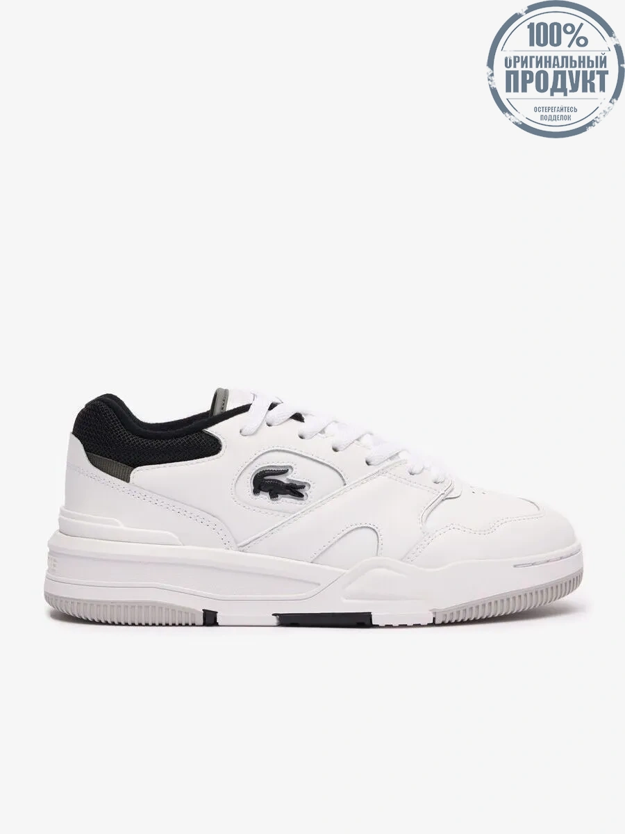 LACOSTE White Women’s Lineshot Contrasted Collar Leather Trainers LACOSTE White Women’s Lineshot Contrasted Collar Leather Trainers