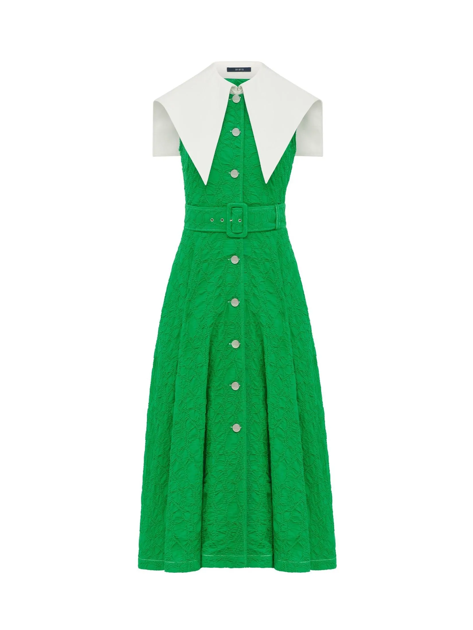 ASAVA (AW24) Pointy Collar Women Dress Green ASAVA (AW24) Pointy Collar Women Dress Green