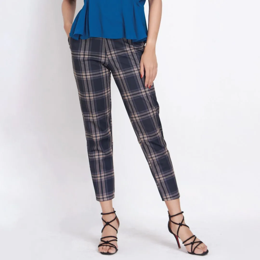 Lady Plus Black Checked Pants L-2018PM-BK Lady Plus Black Checked Pants L-2018PM-BK