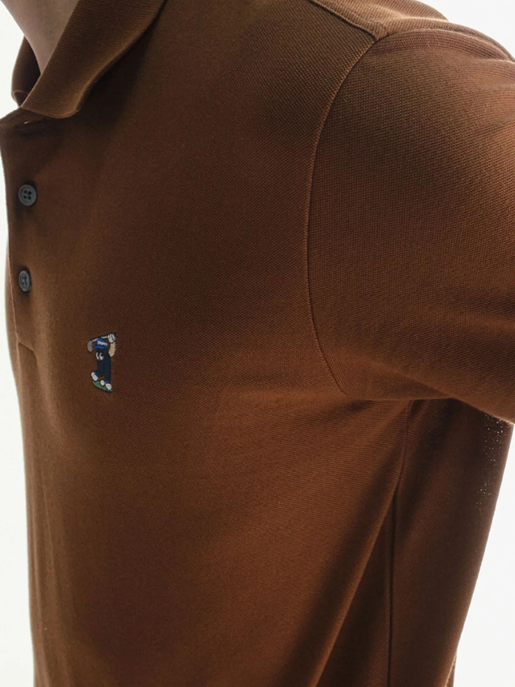 Era-won Men's Polo Slim Fit Art toy Collection Brown Era-won Men's Polo Slim Fit Art toy Collection Brown