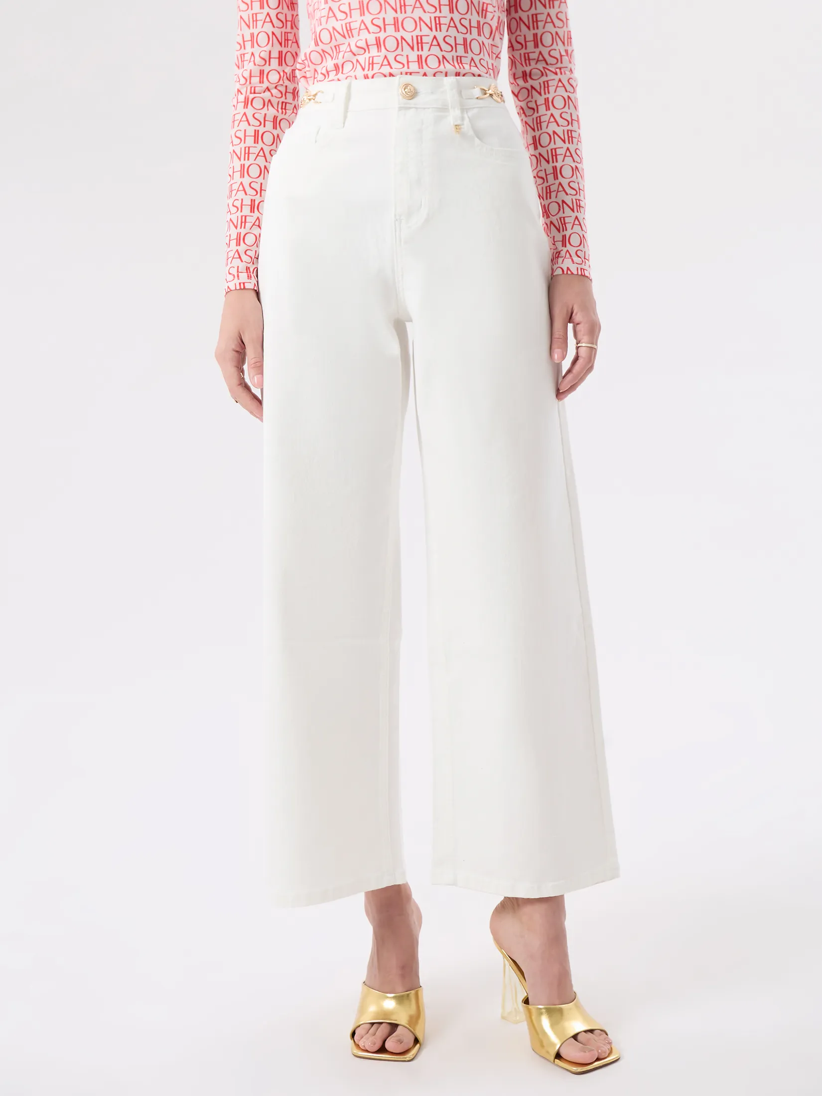 F-FASHION Wide-Leg White Denim Women White F-FASHION Wide-Leg White Denim Women White