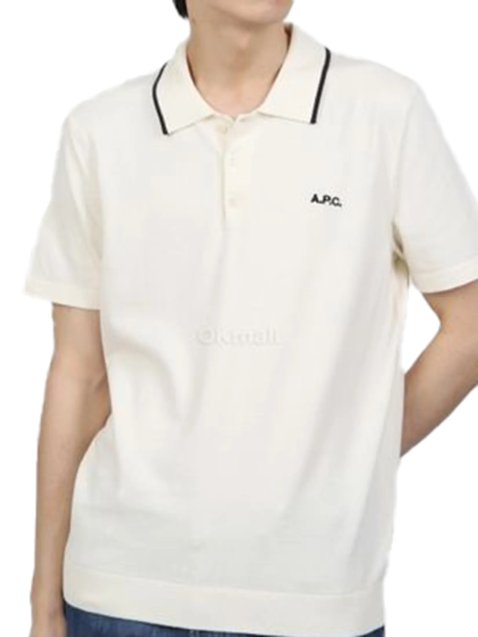 A.P.C. Men Polo Womenynn SS25 Blanc Casse / Noir A.P.C. Men Polo Womenynn SS25 Blanc Casse / Noir
