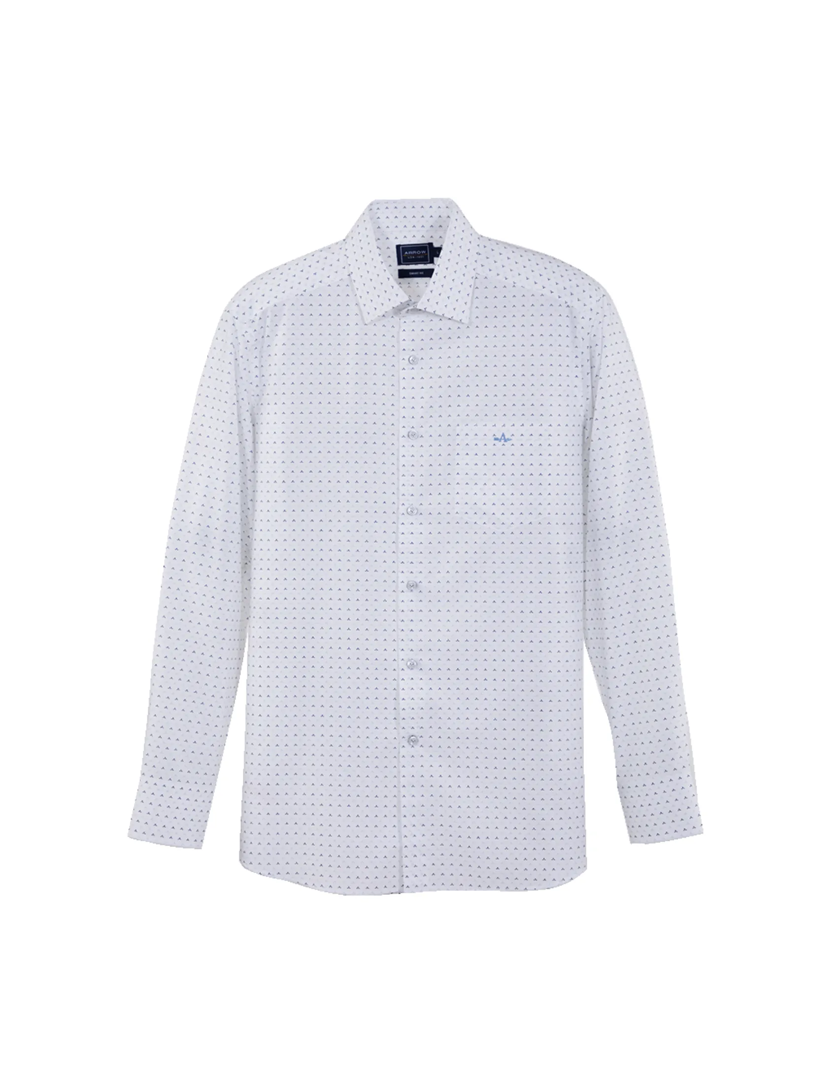 ARROW Men's Super Nature Cooling Shirt Long Sleeve Geometric Graphic Pattern Smart Style MACM608WH - White ARROW Men's Super Nature Cooling Shirt Long Sleeve Geometric Graphic Pattern Smart Style MACM608WH - White