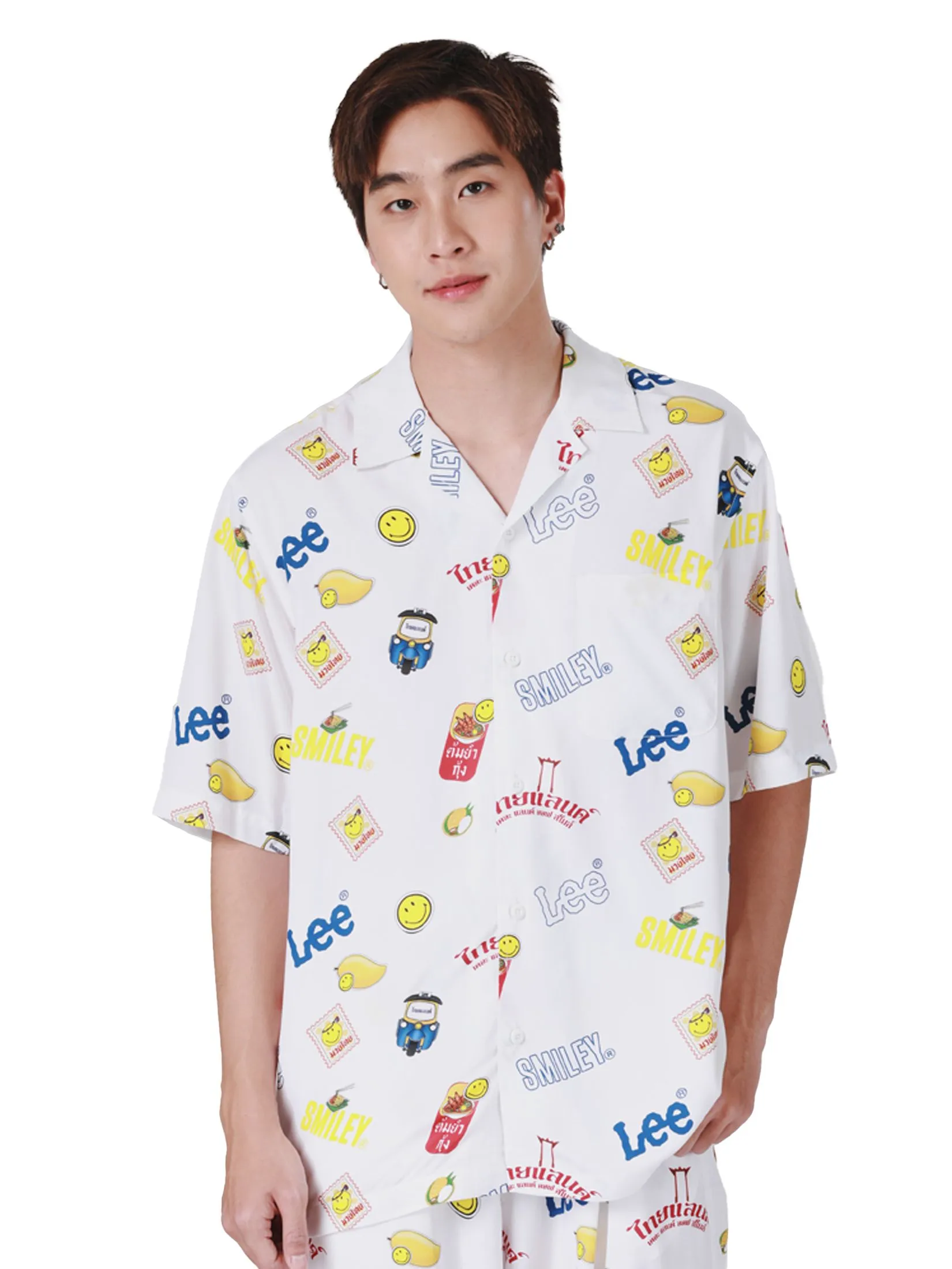 LEE Men's Shirt Short Sleeve Lee Smiley Collection Comfort Fit White LEE Men's Shirt Short Sleeve Lee Smiley Collection Comfort Fit White