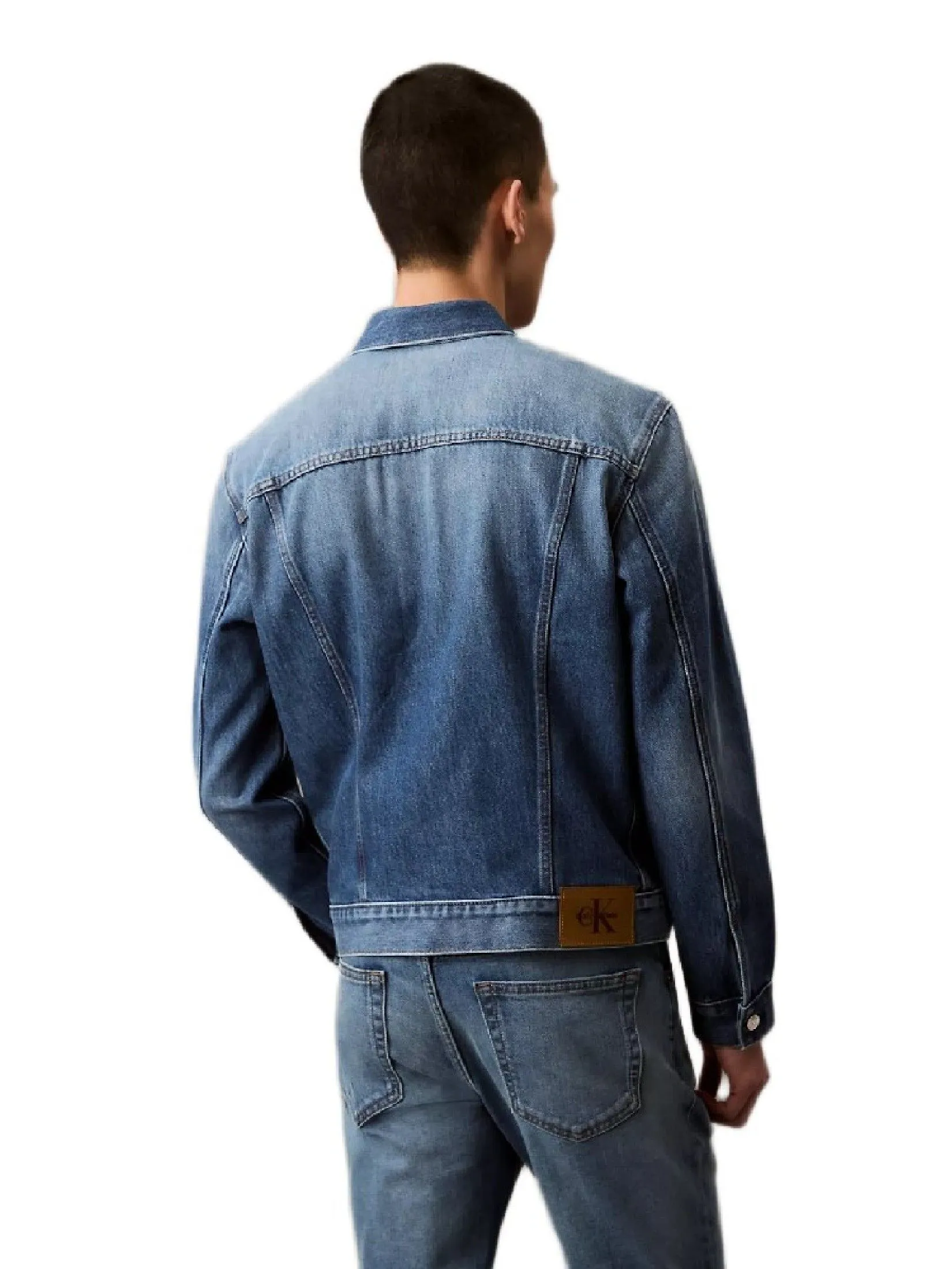 CALVIN KLEIN Men's Classic Denim COOLMAX® Trucker Jacket Blue CALVIN KLEIN Men's Classic Denim COOLMAX® Trucker Jacket Blue