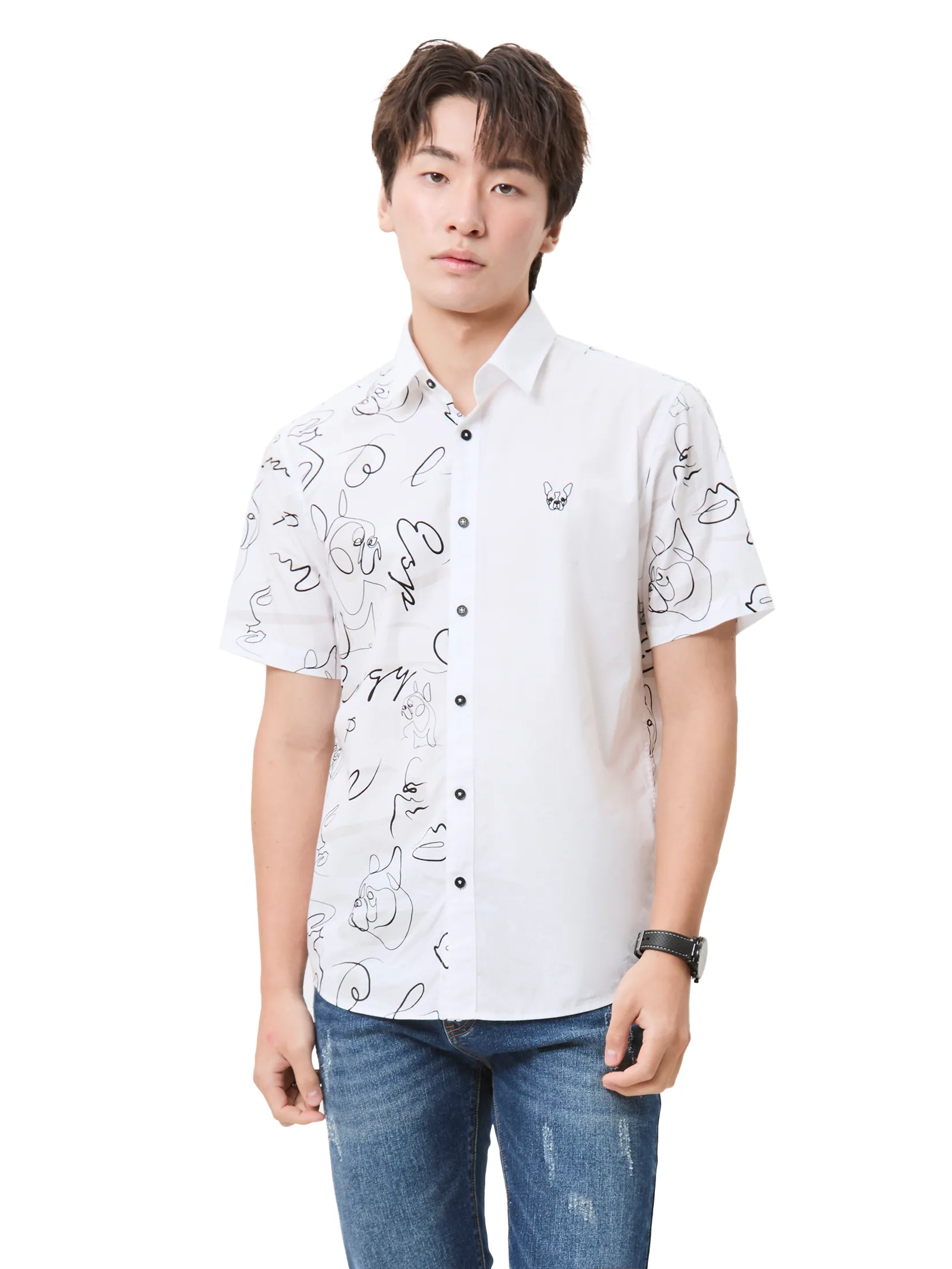 ESP Frenchie Short Sleeve Shirt Man White ESP Frenchie Short Sleeve Shirt Man White