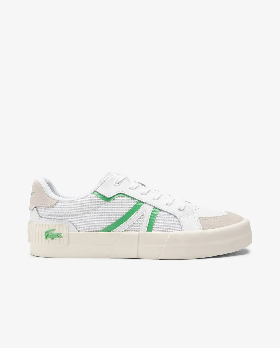 LACOSTE White Men’s L004 Contrasted Accent Trainers LACOSTE White Men’s L004 Contrasted Accent Trainers