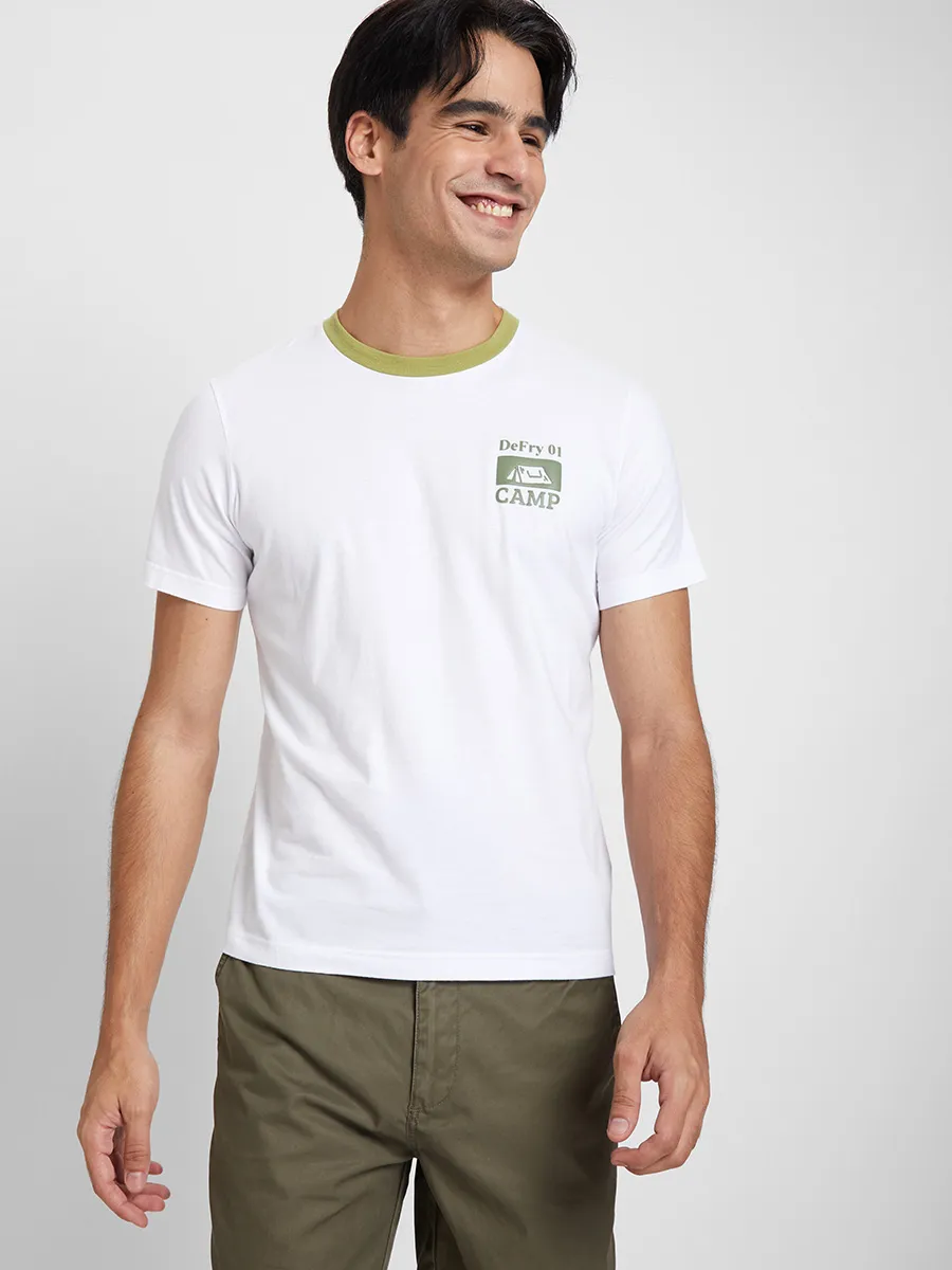 DEFRY 01 Men T-Shirt Short Sleeves Round Neck Printed White DEFRY 01 Men T-Shirt Short Sleeves Round Neck Printed White