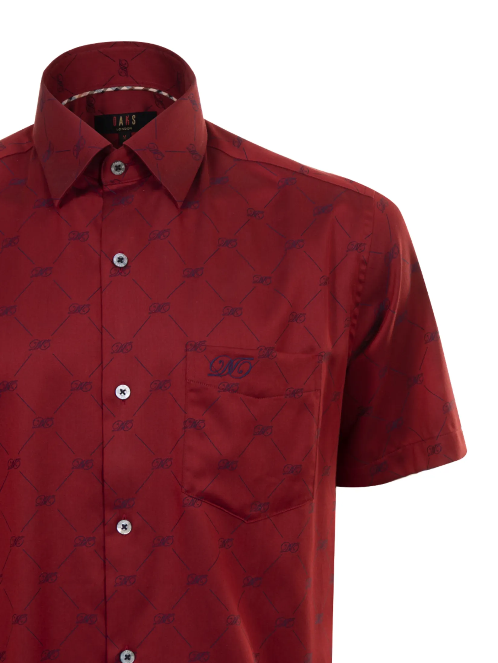 DAKS Men Short Sleeve Shirt Regular Fit Red DAKS Men Short Sleeve Shirt Regular Fit Red
