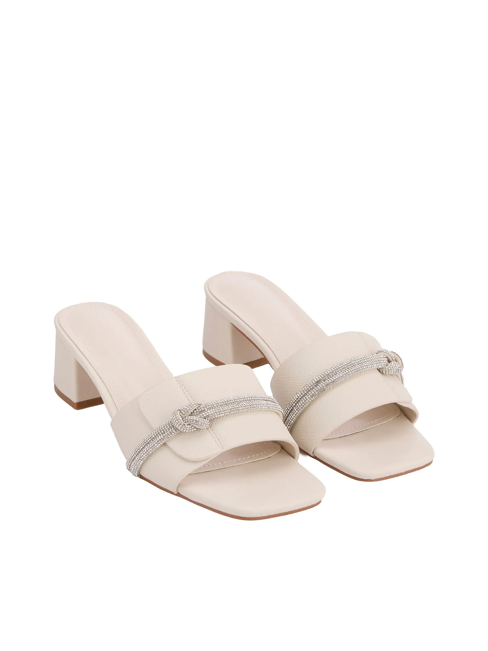 FOF Women Heels Strap Diamond Detail White FOF Women Heels Strap Diamond Detail White