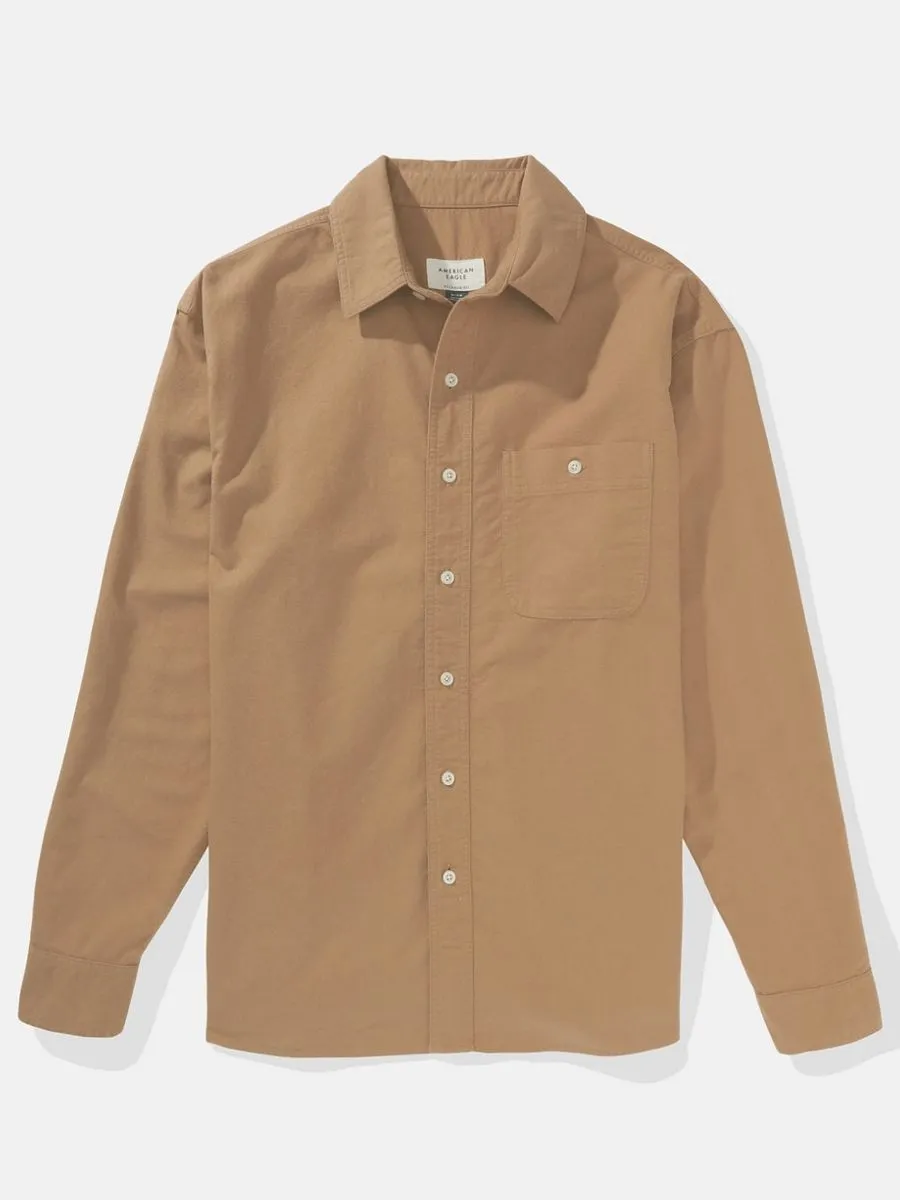 American Eagle MEN OVERSIZED CSC PC DYE OXFORD SHIRT 273 VINTAGE KHAKI American Eagle MEN OVERSIZED CSC PC DYE OXFORD SHIRT 273 VINTAGE KHAKI
