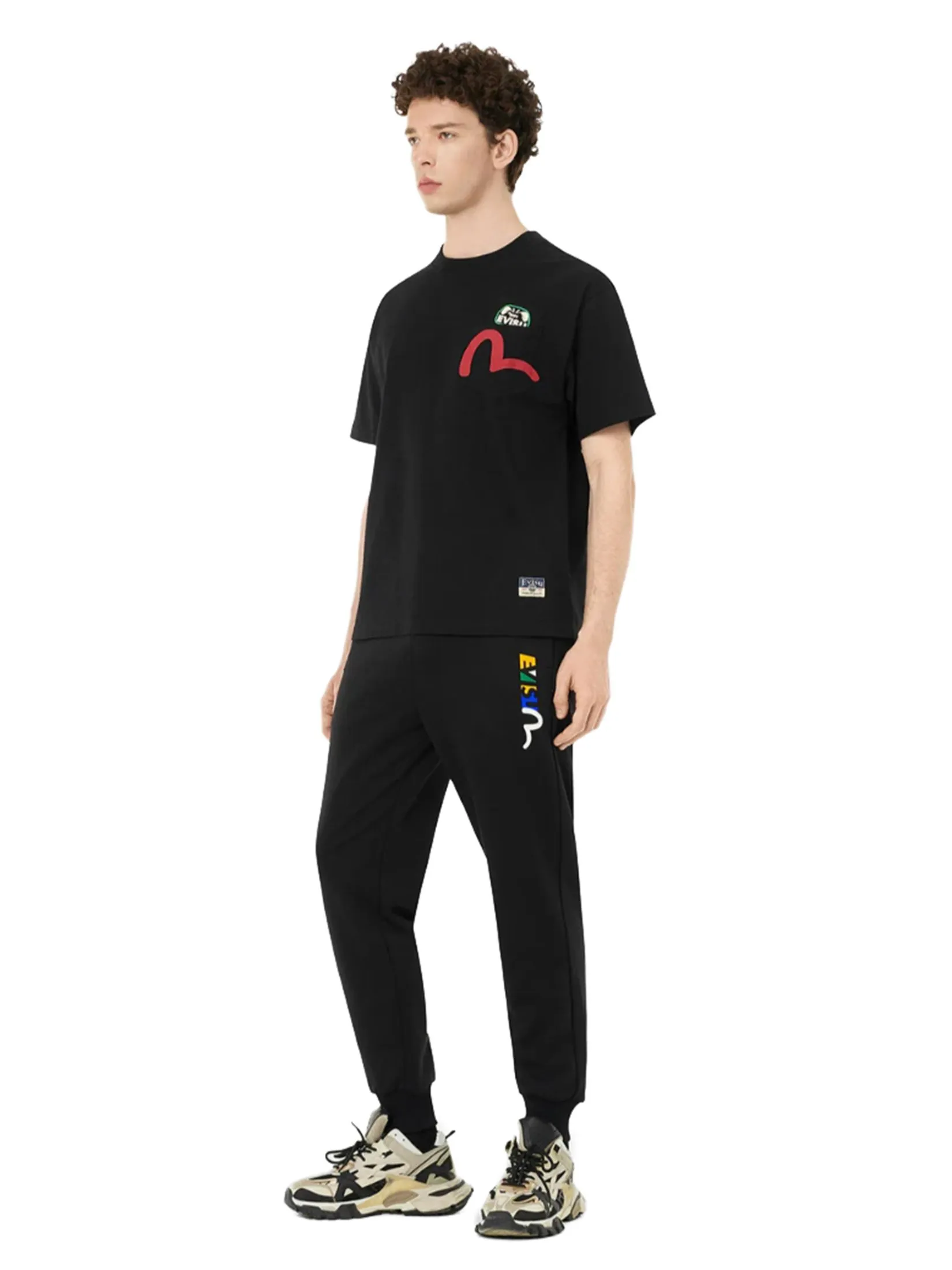 EVISU Men T-Shirt Multi-Pocket and Multi-Print Detail Relax Fit EVISU Men T-Shirt Multi-Pocket and Multi-Print Detail Relax Fit