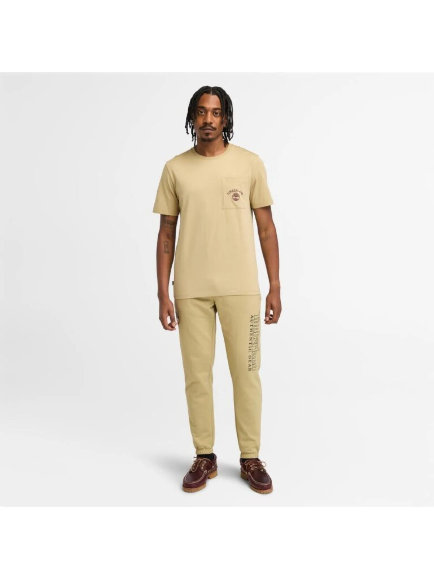 TIMBERLAND Men’s Chest Pocket Short Sleeve T-Shirt Cream TIMBERLAND Men’s Chest Pocket Short Sleeve T-Shirt Cream