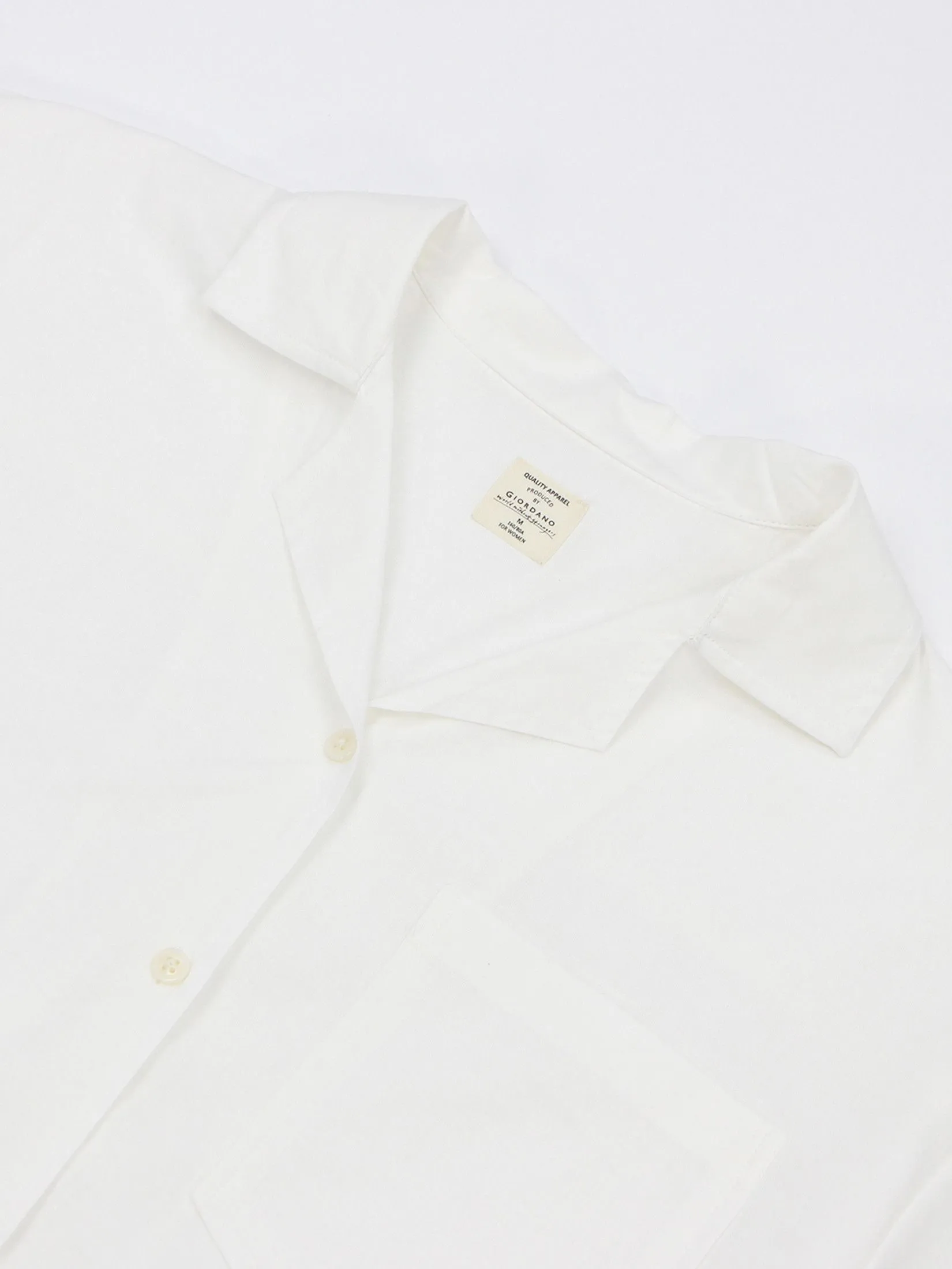 GIORDANO Women's Loose Linen Shirt Signature White GIORDANO Women's Loose Linen Shirt Signature White