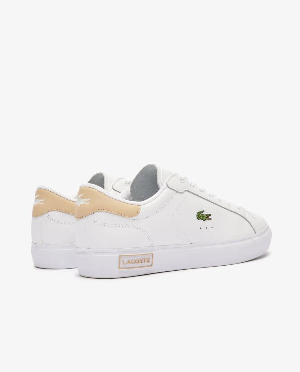 LACOSTE White Women’s Powercourt Logo Tongue Leather Trainers LACOSTE White Women’s Powercourt Logo Tongue Leather Trainers
