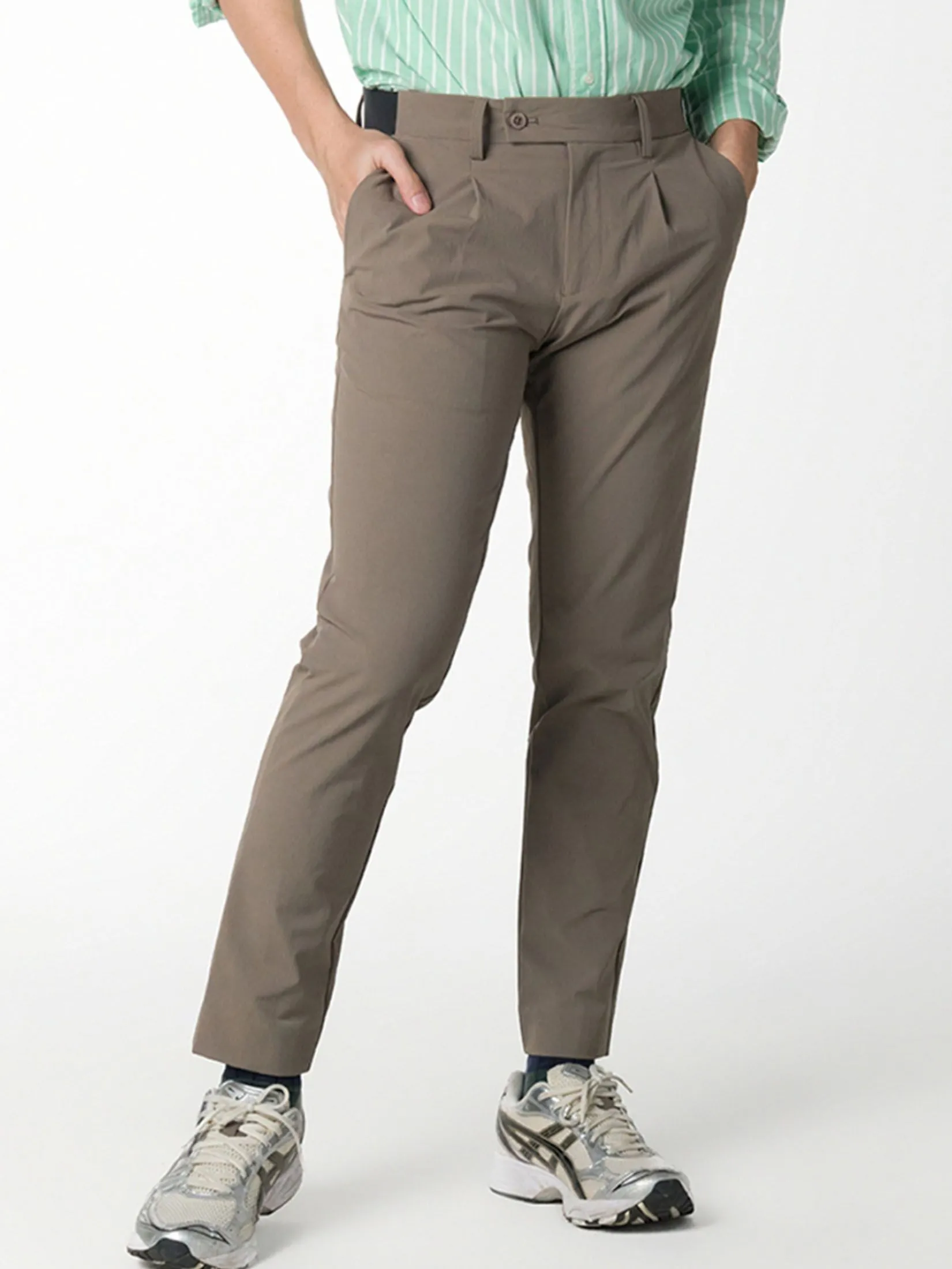 Era-won Men's  Cropped Skinny pants Golf fabric Brown Era-won Men's  Cropped Skinny pants Golf fabric Brown