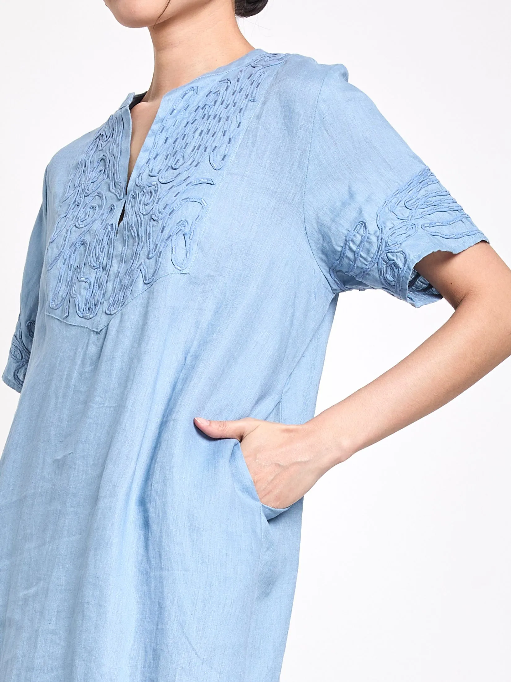 ESTIMATE Women Midi Dress Short Sleeves Embroidered ESTIMATE Women Midi Dress Short Sleeves Embroidered