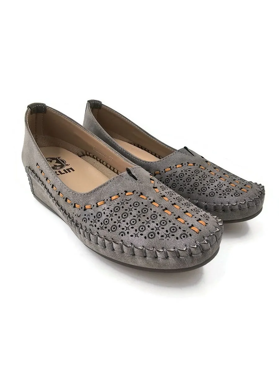 KLIN Women Moccasin Wedge Grey KLIN Women Moccasin Wedge Grey