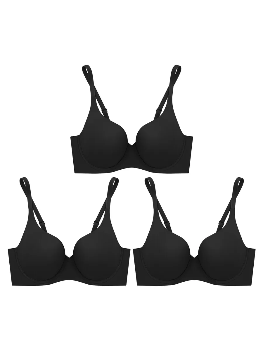 SABINA [ Pack 3 Price] WIRE BRA SEAMLESS FIT PERFECT BRA COLLECTION - BLACK