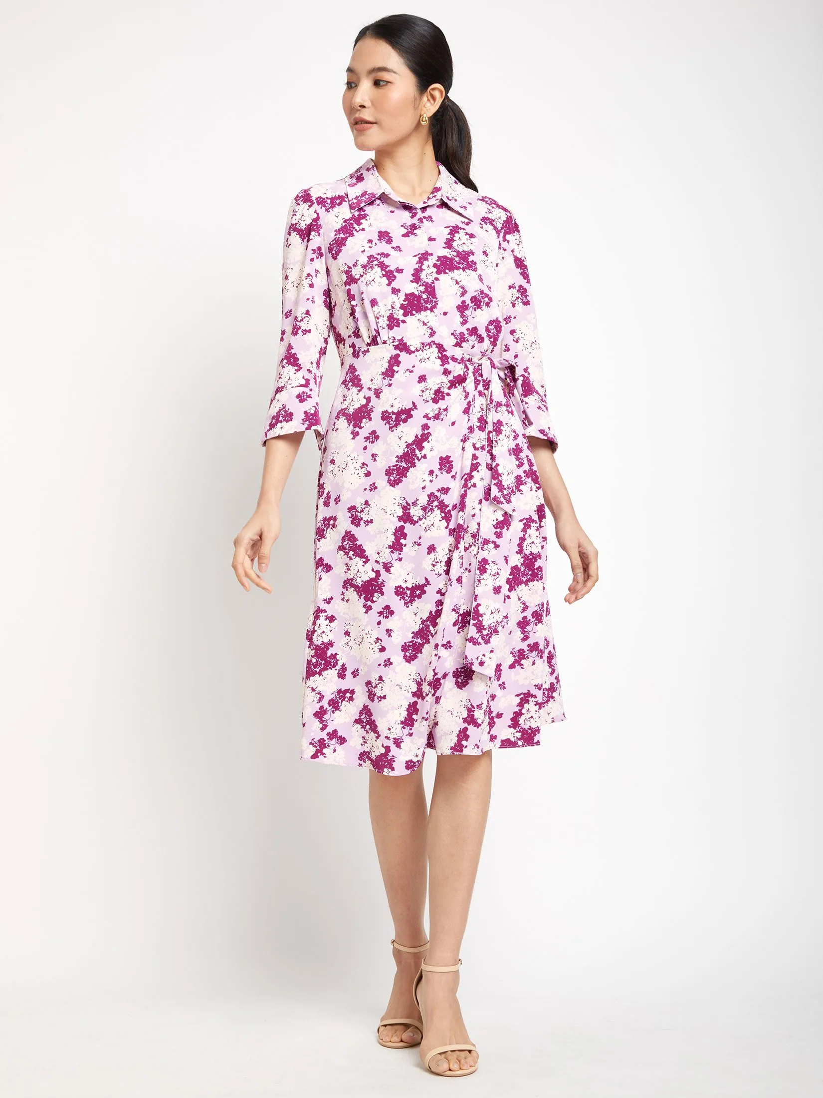 EXPRESSIONS Women Dress Collar Neck Long Sleeves Floral Print EXPRESSIONS Women Dress Collar Neck Long Sleeves Floral Print