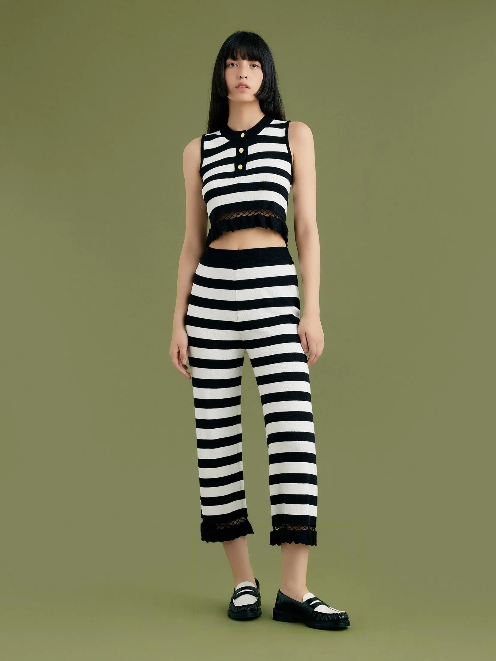 ASV (AW24) Imani Striped Women Pants White Black ASV (AW24) Imani Striped Women Pants White Black