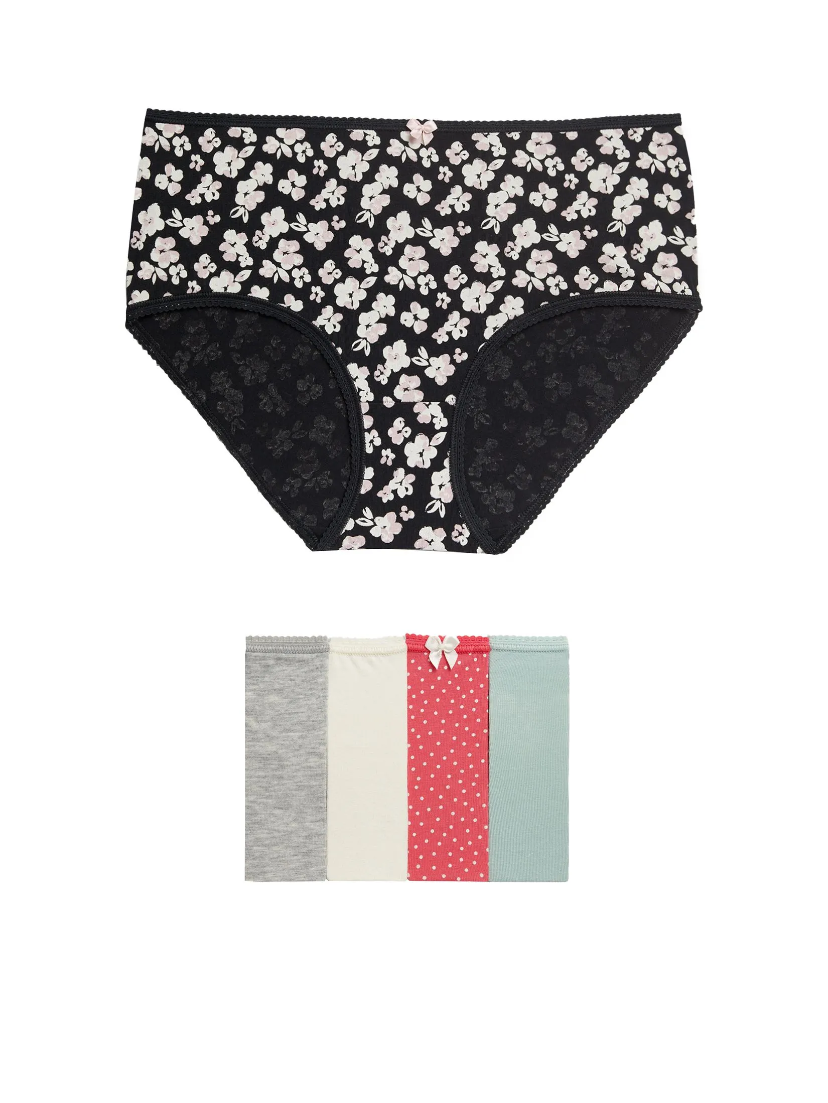 MARKS & SPENCER Women Briefs High Rise Shorts Cotton Lycra Printed 5pk Multi-Color MARKS & SPENCER Women Briefs High Rise Shorts Cotton Lycra Printed 5pk Multi-Color