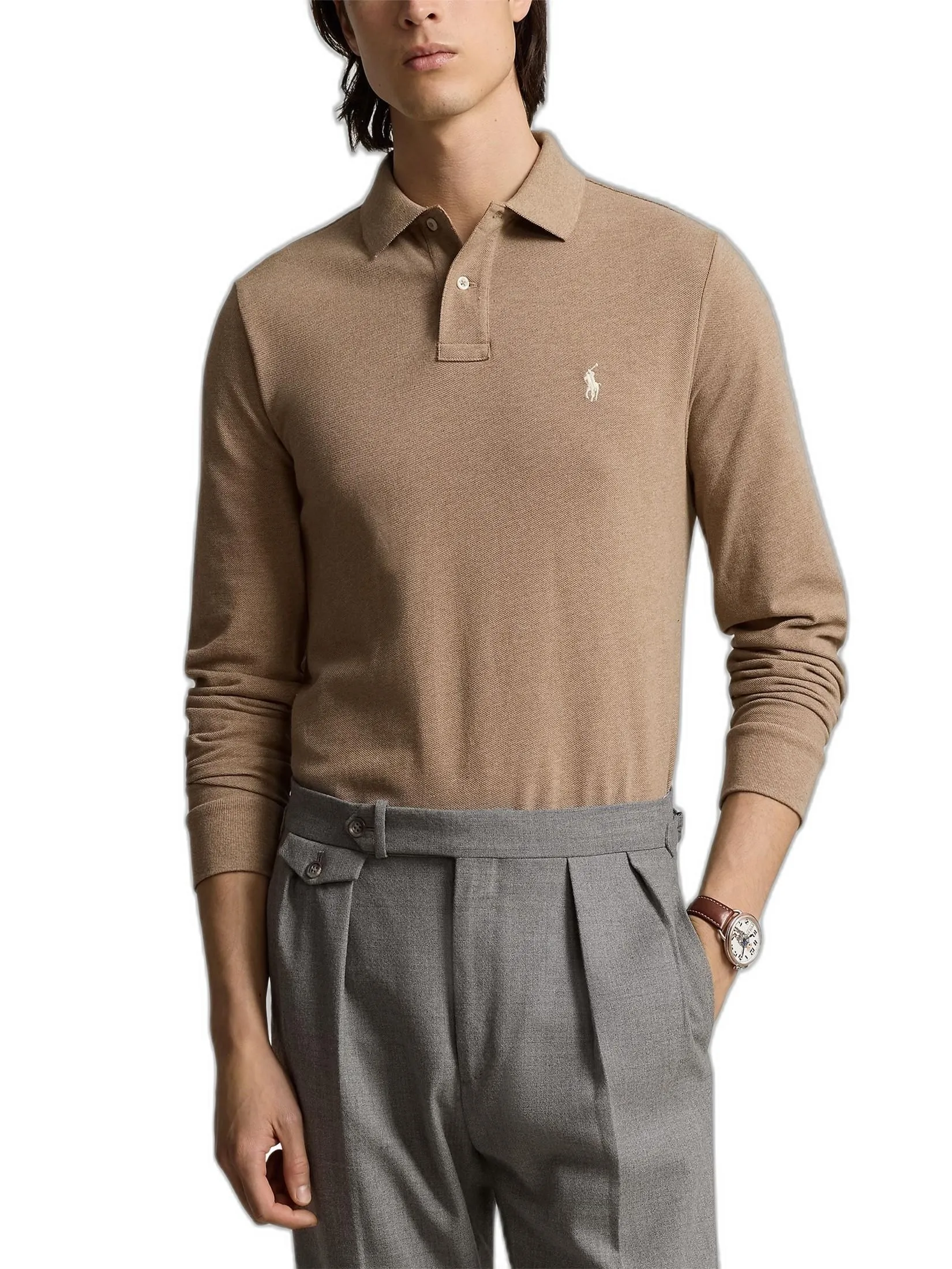 POLO RALPH LAUREN Men Polo-Custom Slim Fit Mesh Polo Shirt MNPOKNI16822293-Brown POLO RALPH LAUREN Men Polo-Custom Slim Fit Mesh Polo Shirt MNPOKNI16822293-Brown