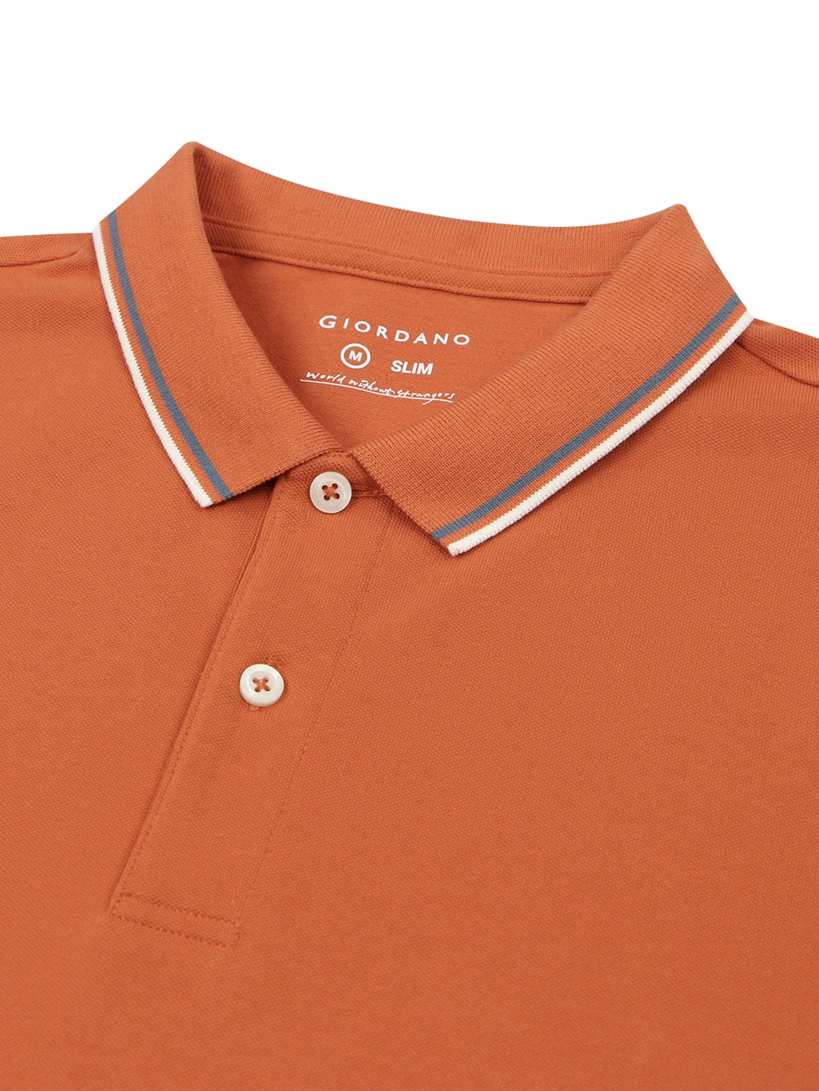GIORDANO Men's Slim Cotton Lycra Polo Mango Orange GIORDANO Men's Slim Cotton Lycra Polo Mango Orange