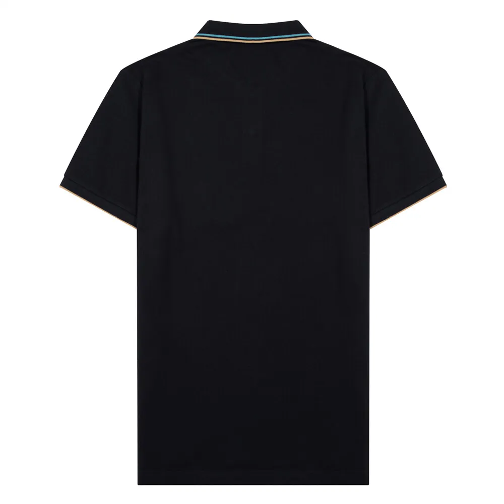 GIORDANO Navy Blue Men's Solid Cotton Lycra Short Sleeve Tapered Polo GIORDANO Navy Blue Men's Solid Cotton Lycra Short Sleeve Tapered Polo
