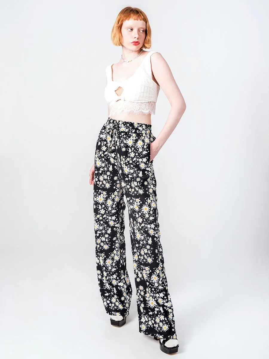 KLOSET (PF24) Women Daisy Print Pants Black KLOSET (PF24) Women Daisy Print Pants Black