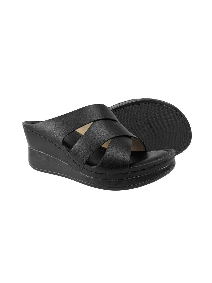 D'ARTE BLACK SANDALS WEDGE D76-20545 D'ARTE BLACK SANDALS WEDGE D76-20545