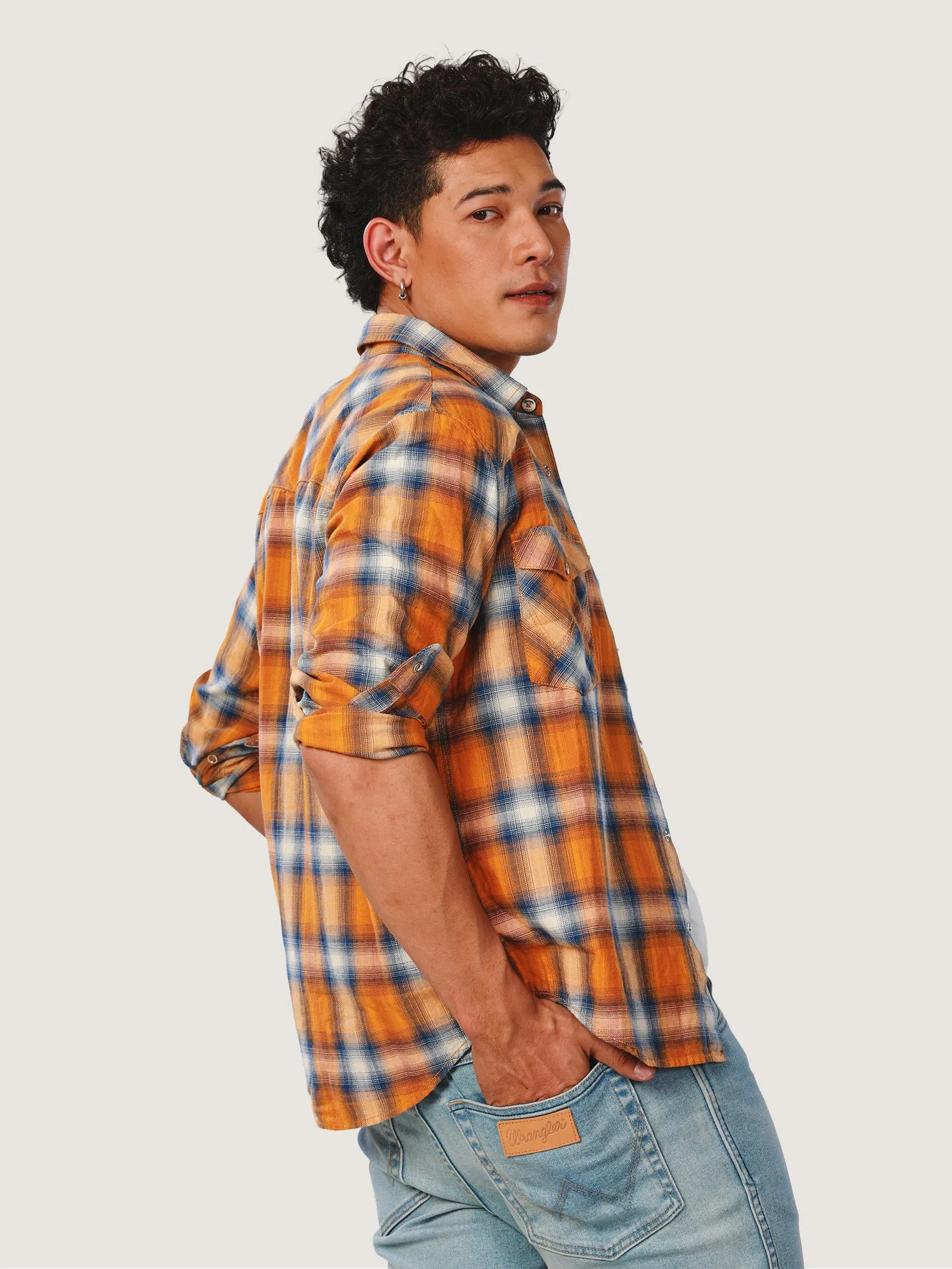 WRANGLER Men's Shirt Long Sleeve Everyday with Wrangler Collection Slim Fit Yellow WRANGLER Men's Shirt Long Sleeve Everyday with Wrangler Collection Slim Fit Yellow