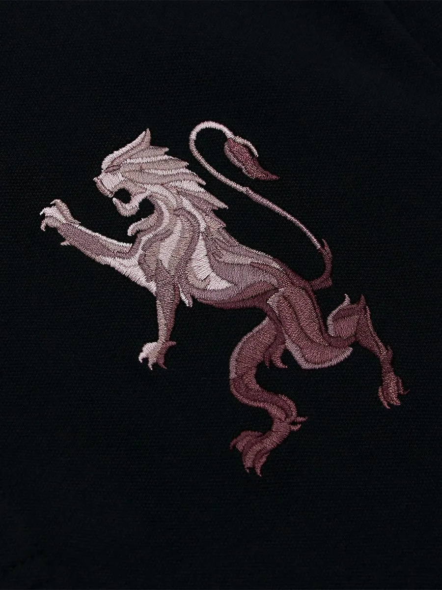 GIORDANO Men's Lycra Pique Embroidery Polo (3D Lion) Black GIORDANO Men's Lycra Pique Embroidery Polo (3D Lion) Black