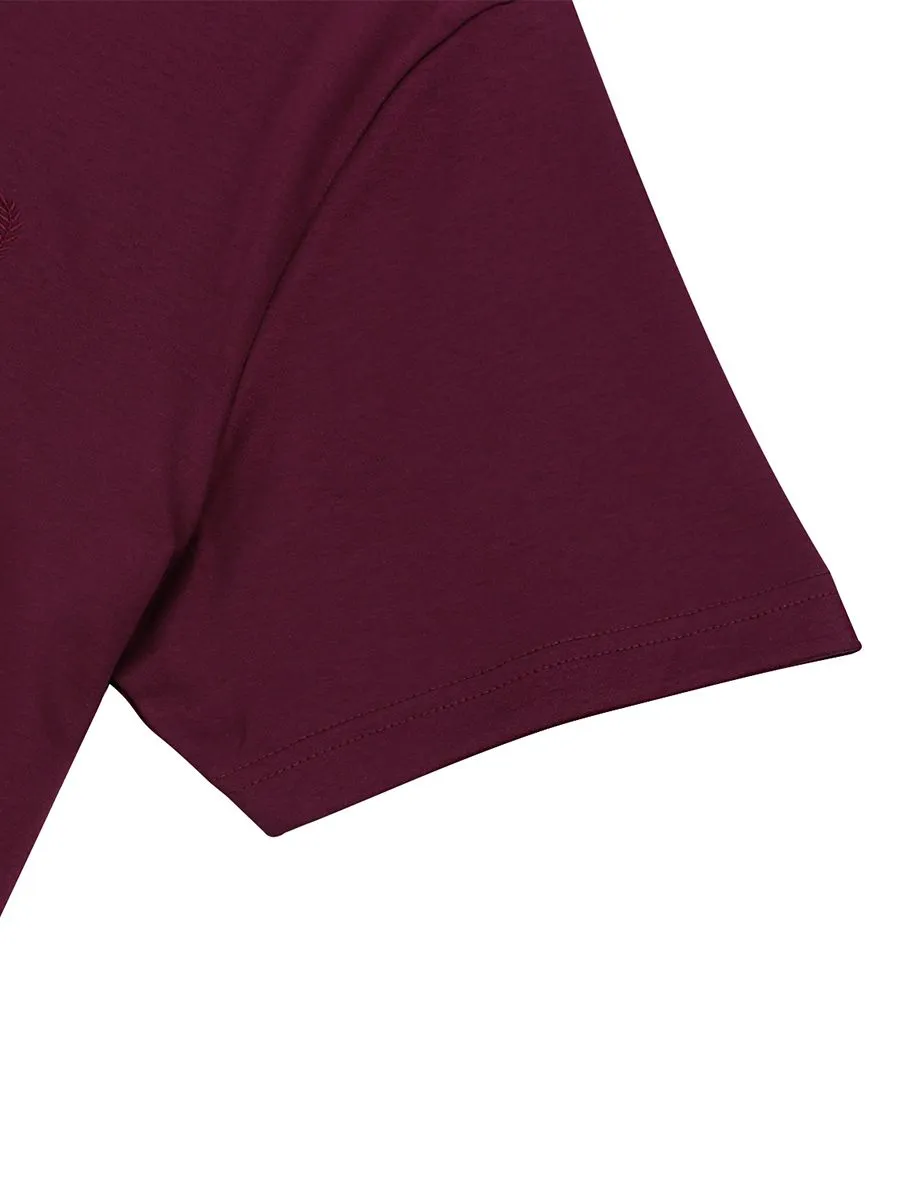 GIORDANO Men's Interlock Embroidery Tee (Liquid Touch)  Burgundy red GIORDANO Men's Interlock Embroidery Tee (Liquid Touch)  Burgundy red