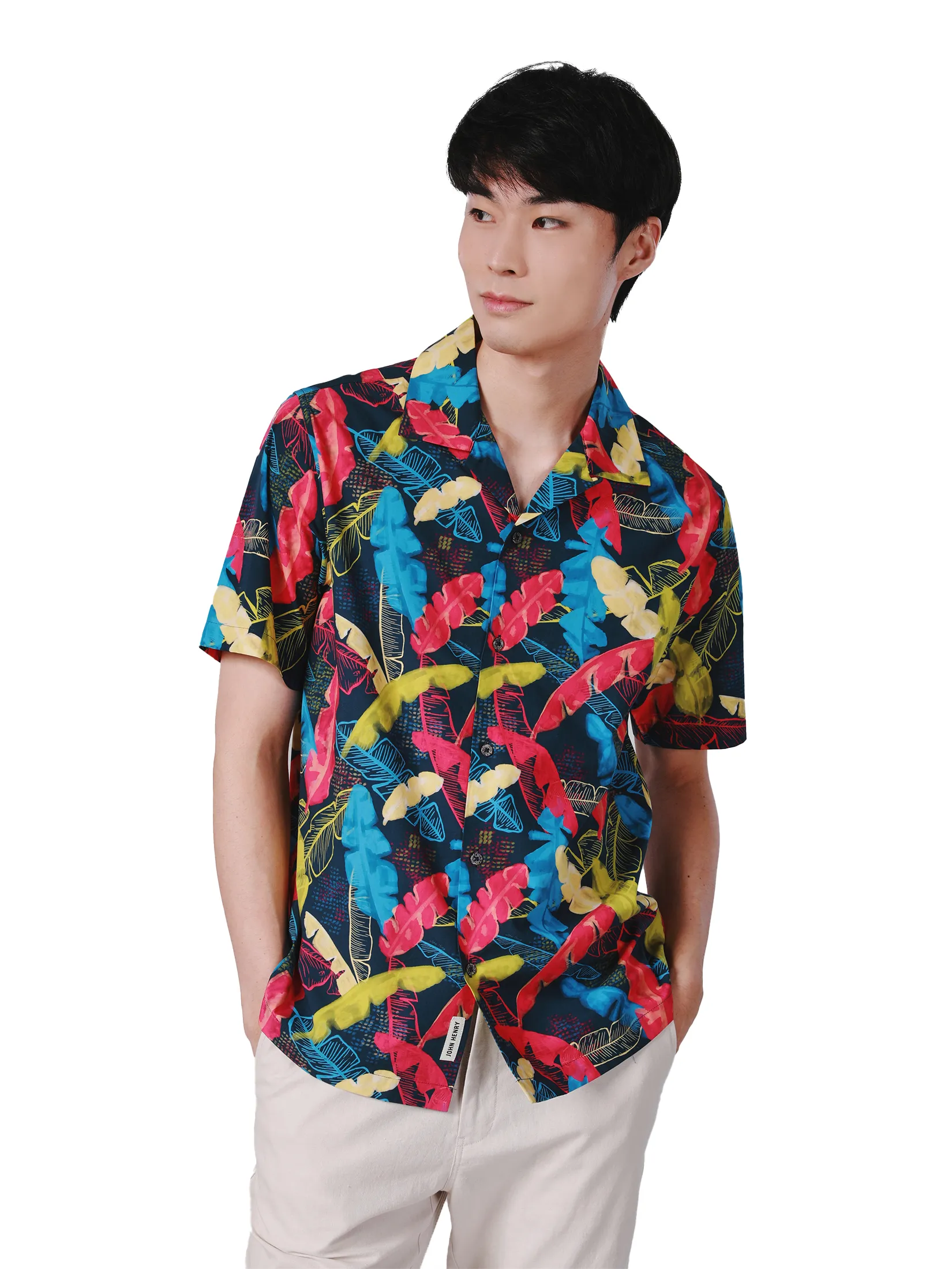 JOHN HENRY Men s Short Sleeves Hawaii Shirts (Relaxed Fit) SONGKRAN FESTIVAL Navy JOHN HENRY Men s Short Sleeves Hawaii Shirts (Relaxed Fit) SONGKRAN FESTIVAL Navy