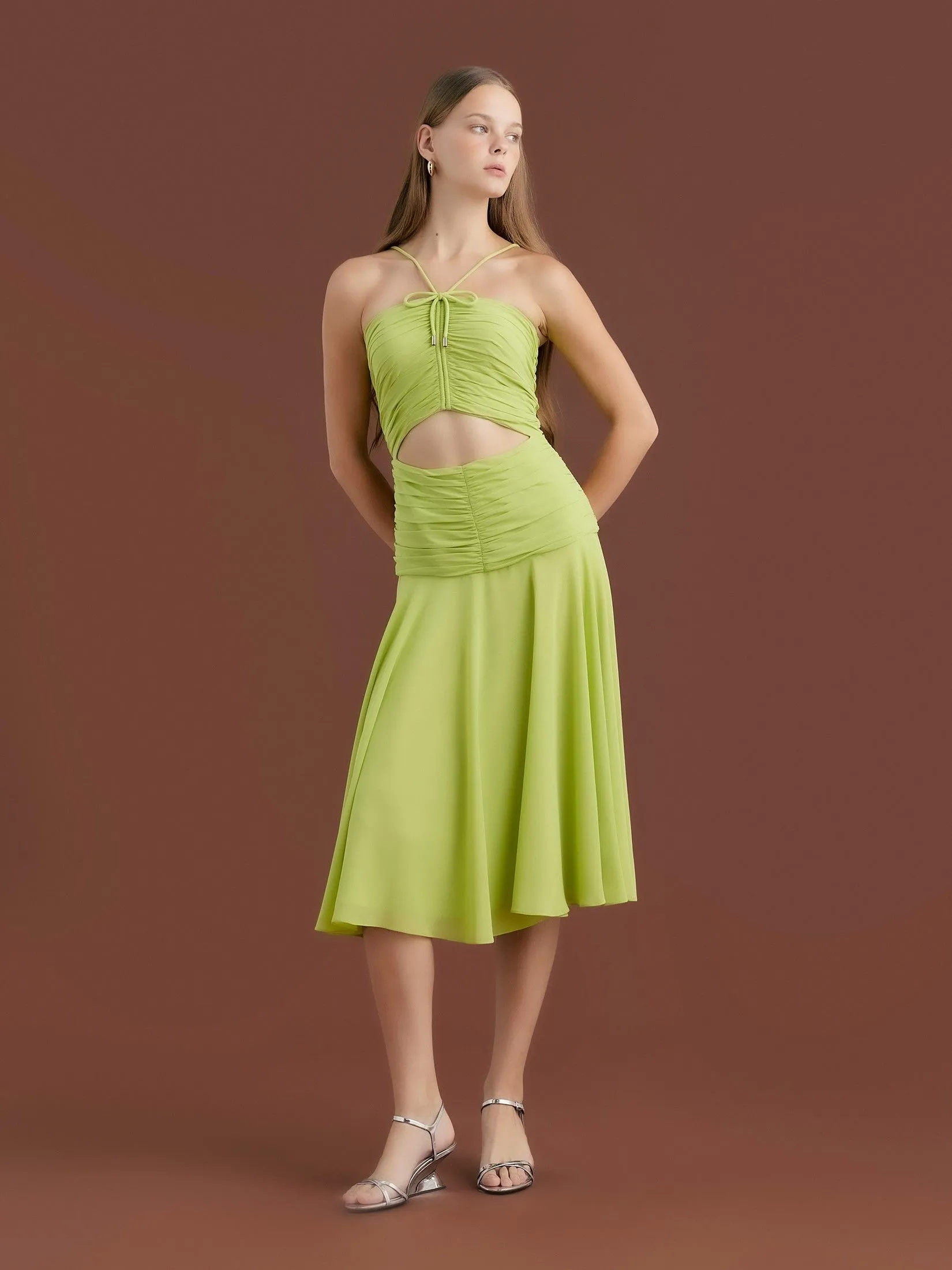 ASV (AW24)Tazanna Ruched Women Dress Green ASV (AW24)Tazanna Ruched Women Dress Green