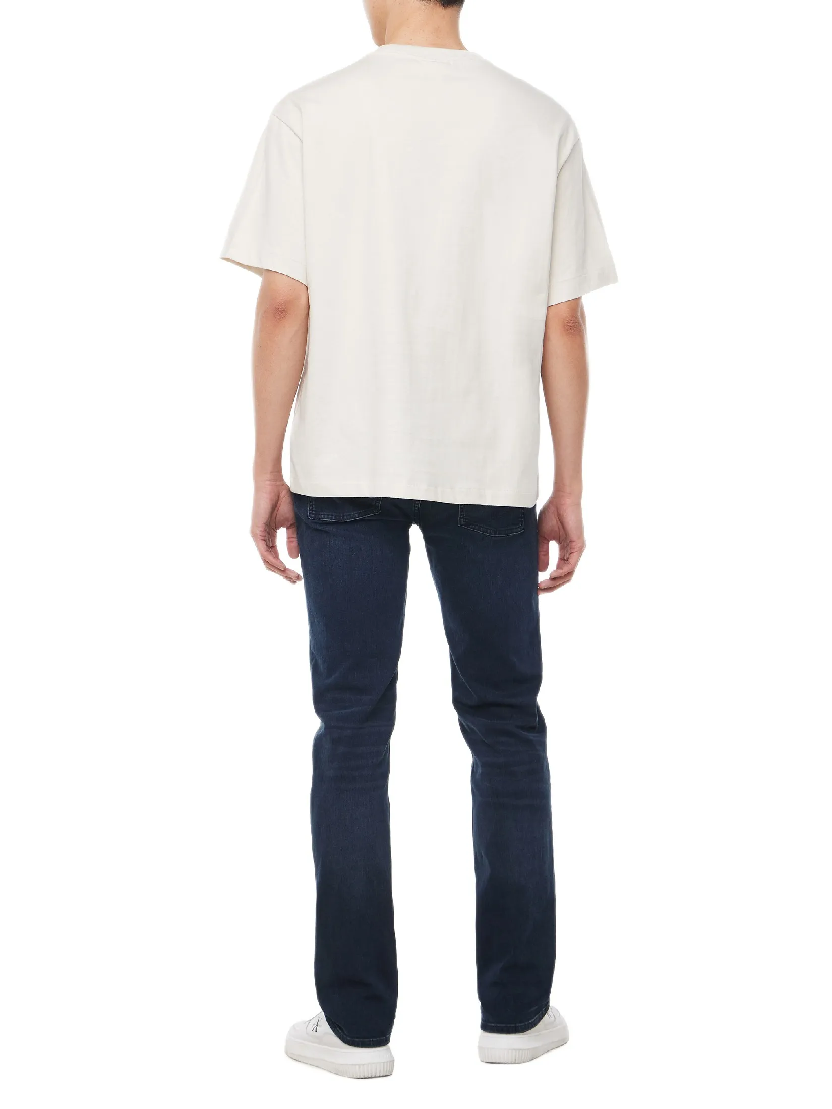 CALVIN KLEIN Men s Relaxed Fit Standard Logo Crew Neck Short Sleeve T-Shirt  Cream CALVIN KLEIN Men s Relaxed Fit Standard Logo Crew Neck Short Sleeve T-Shirt  Cream