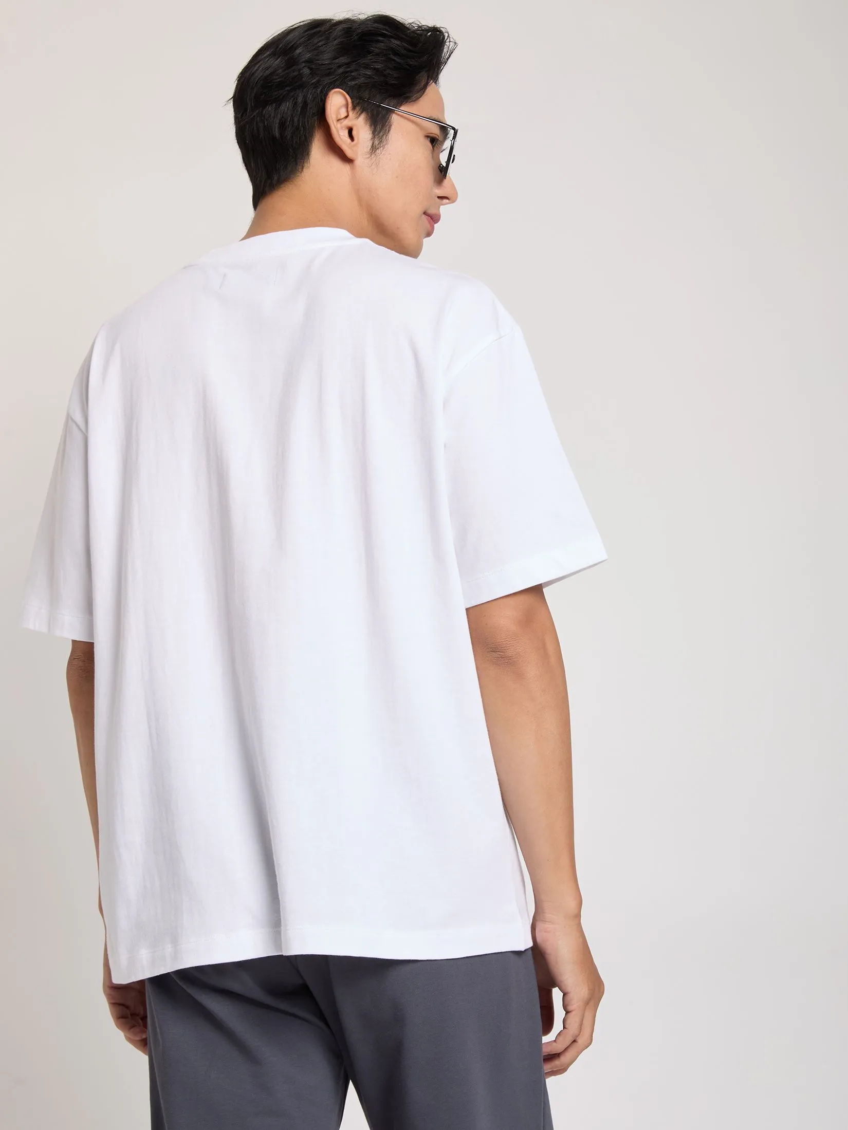 PACIFIC UNION Men T-Shirt Oversized Logo Rib Printed PACIFIC UNION Men T-Shirt Oversized Logo Rib Printed