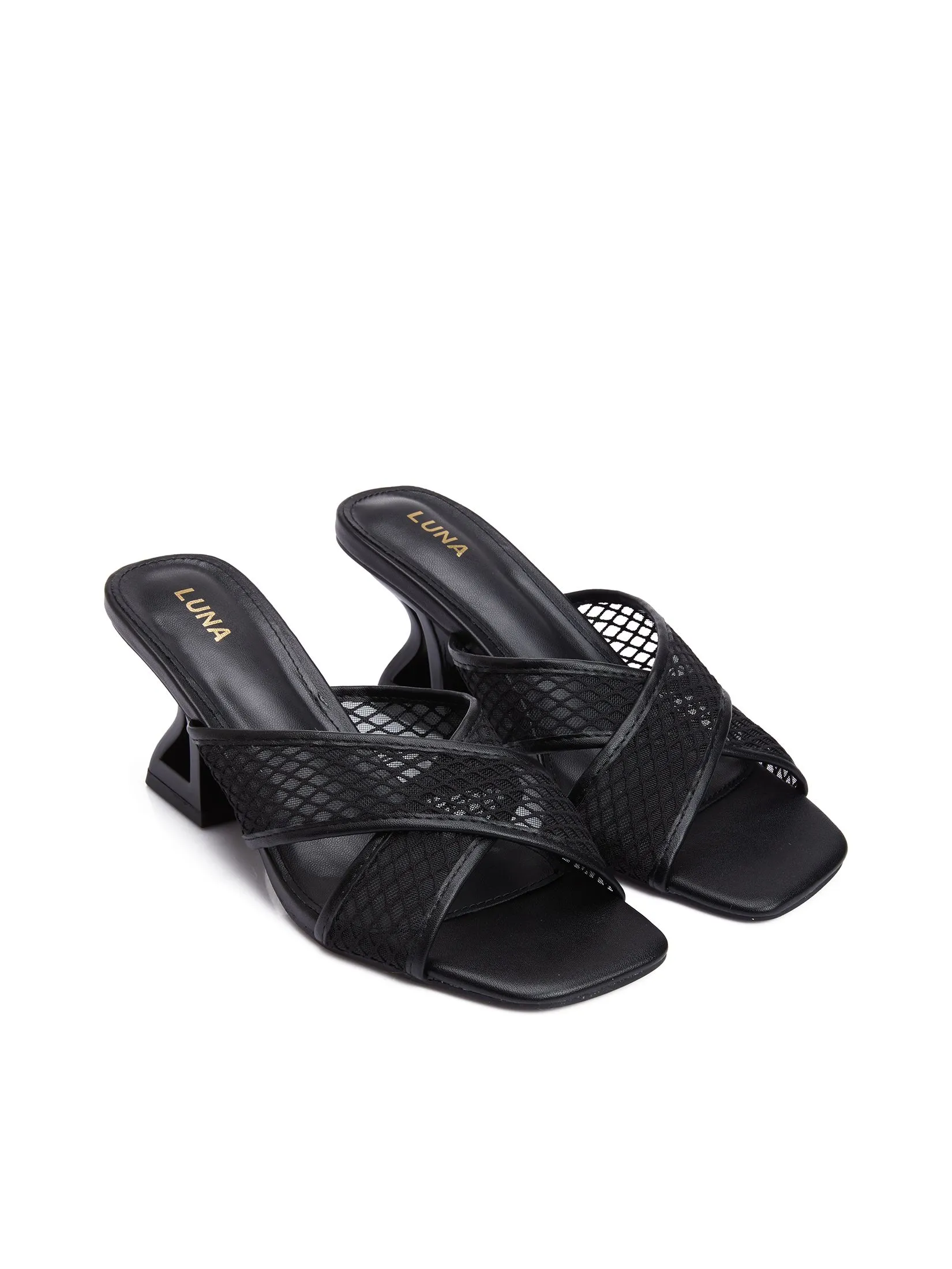 LUNA Women Heels Slippers Cross Strap LUNA Women Heels Slippers Cross Strap