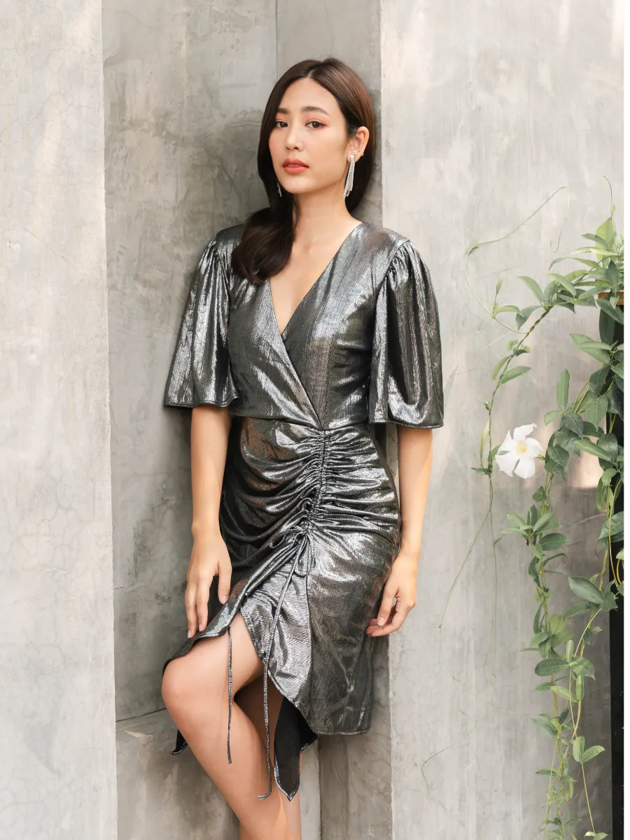 ROSE THE LABEL Silver blossom metallic dress ROSE THE LABEL Silver blossom metallic dress