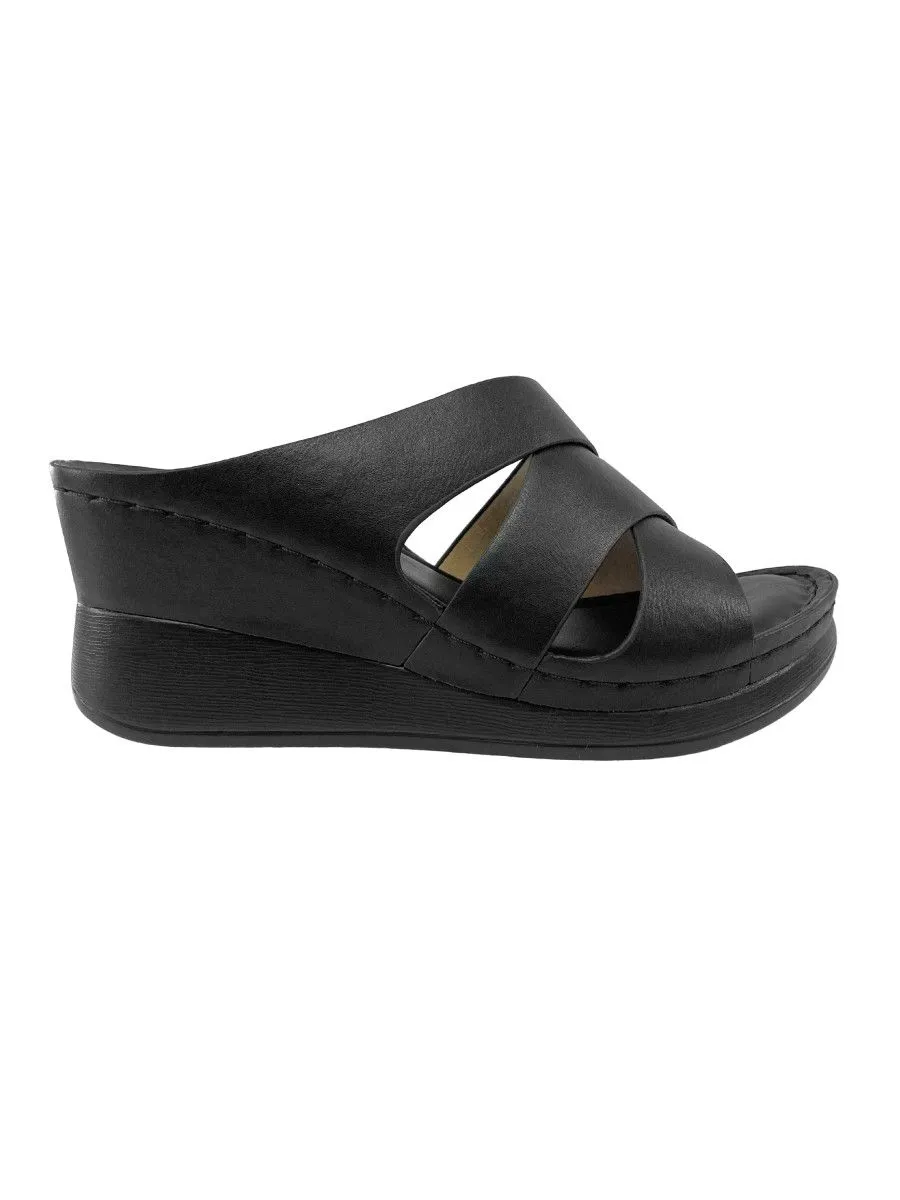 D'ARTE BLACK SANDALS WEDGE D76-20545 D'ARTE BLACK SANDALS WEDGE D76-20545