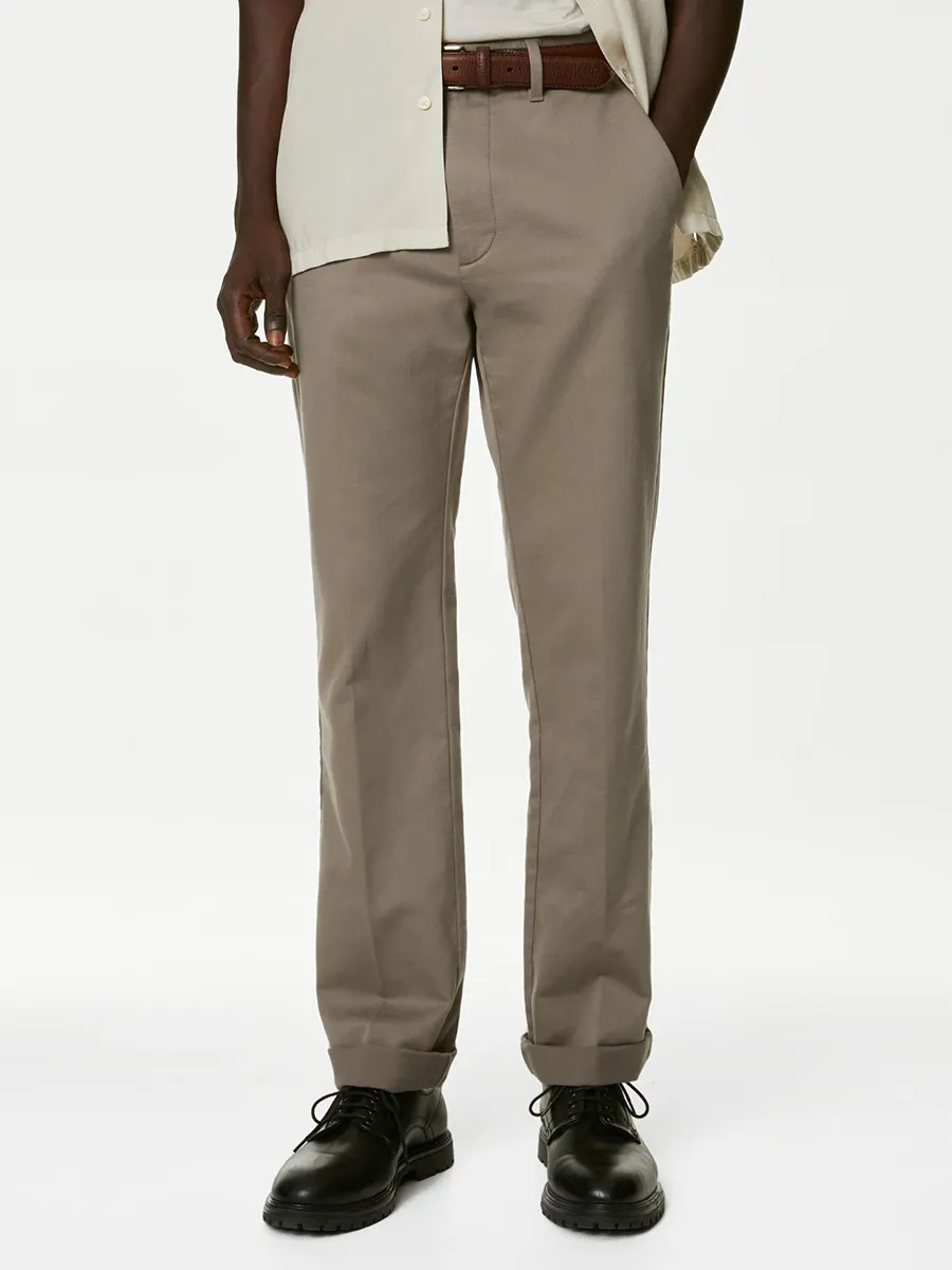 MARKS & SPENCER Men Chino Pants Regular Fit Italian Stretch Onyx