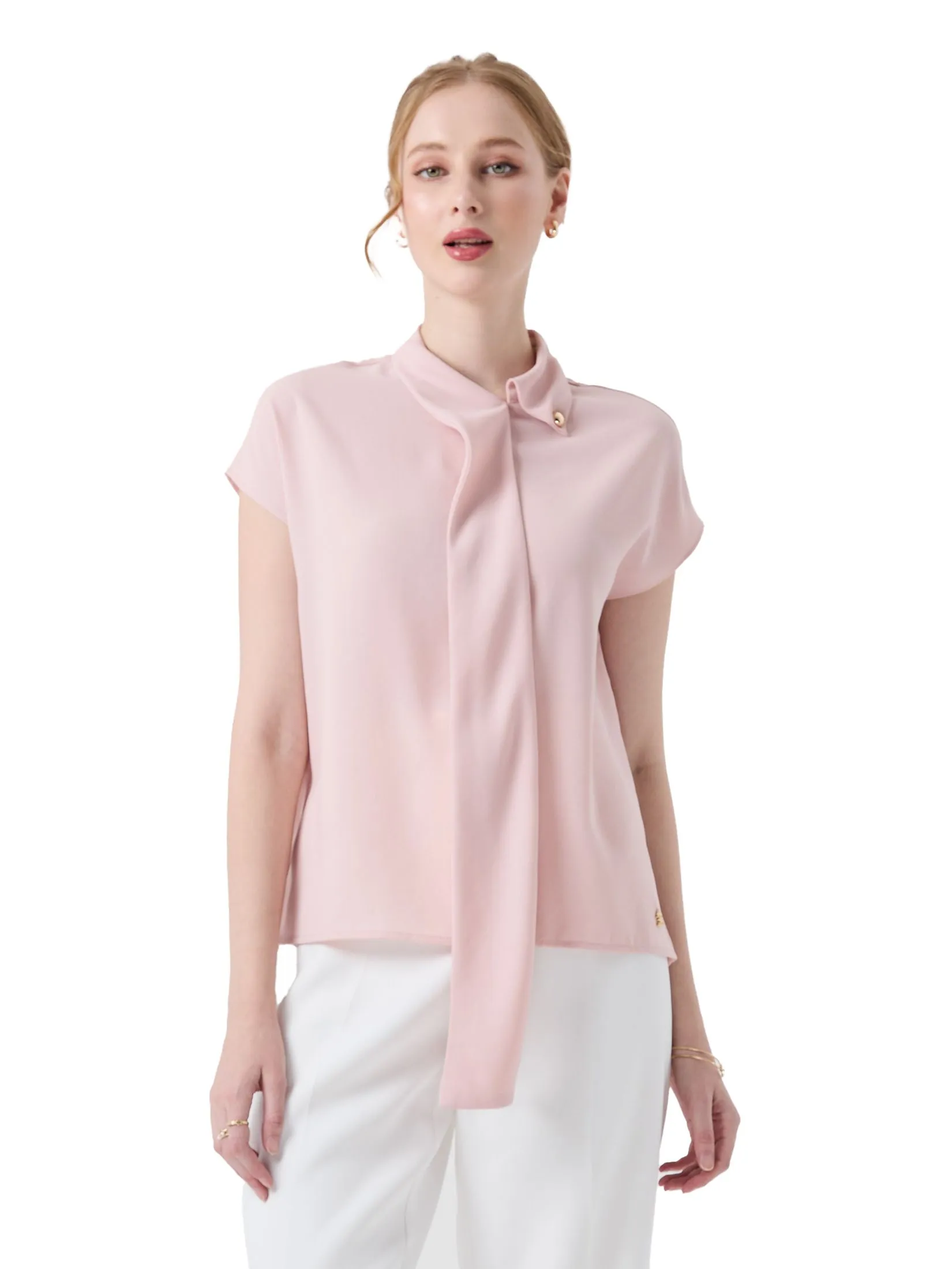 ESPADA Scarf Detail Blouse Woman Pink ESPADA Scarf Detail Blouse Woman Pink