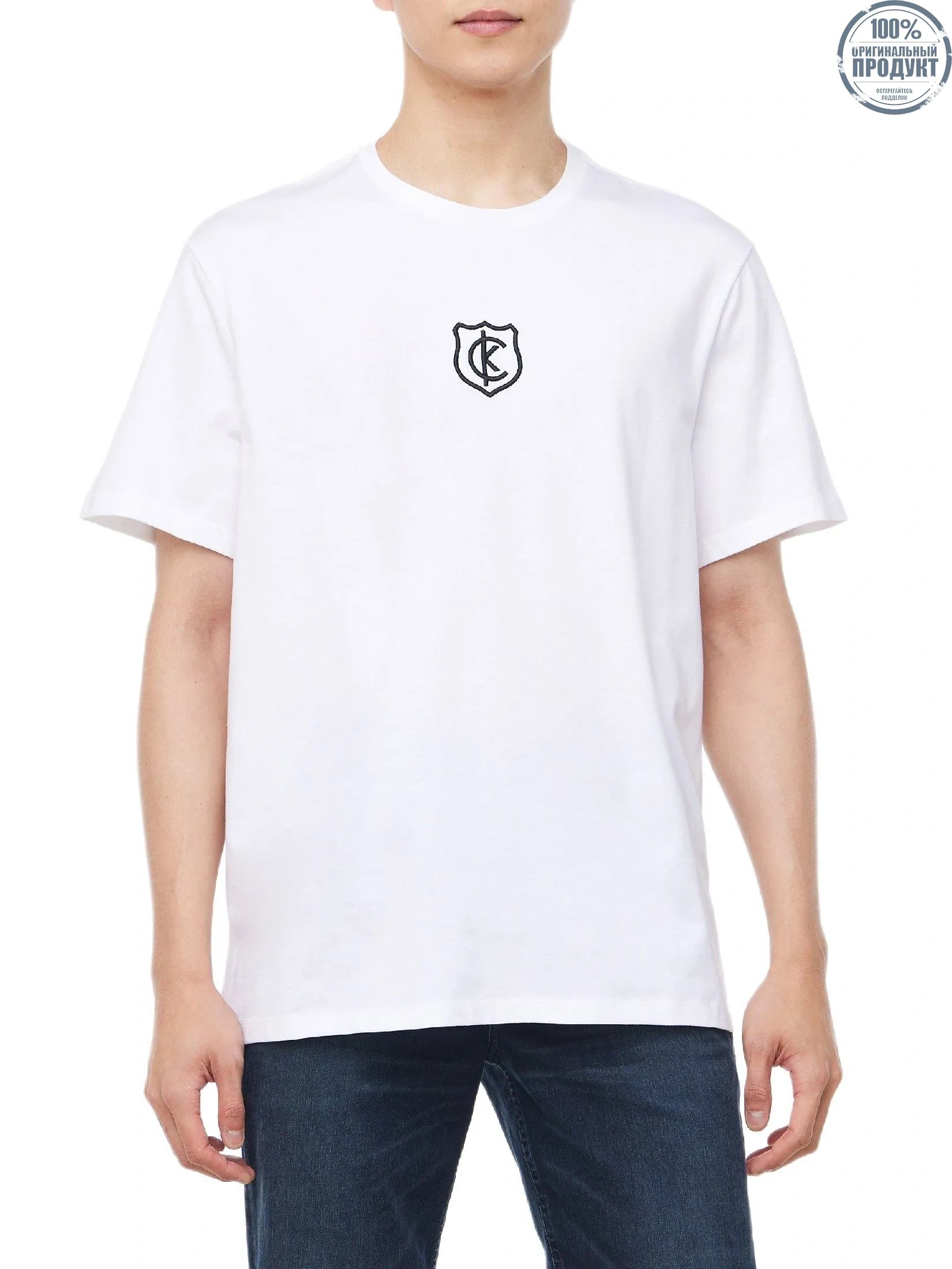 CALVIN KLEIN Men's Regular Fit CK Shield Short Sleeve T-Shirt White CALVIN KLEIN Men's Regular Fit CK Shield Short Sleeve T-Shirt White