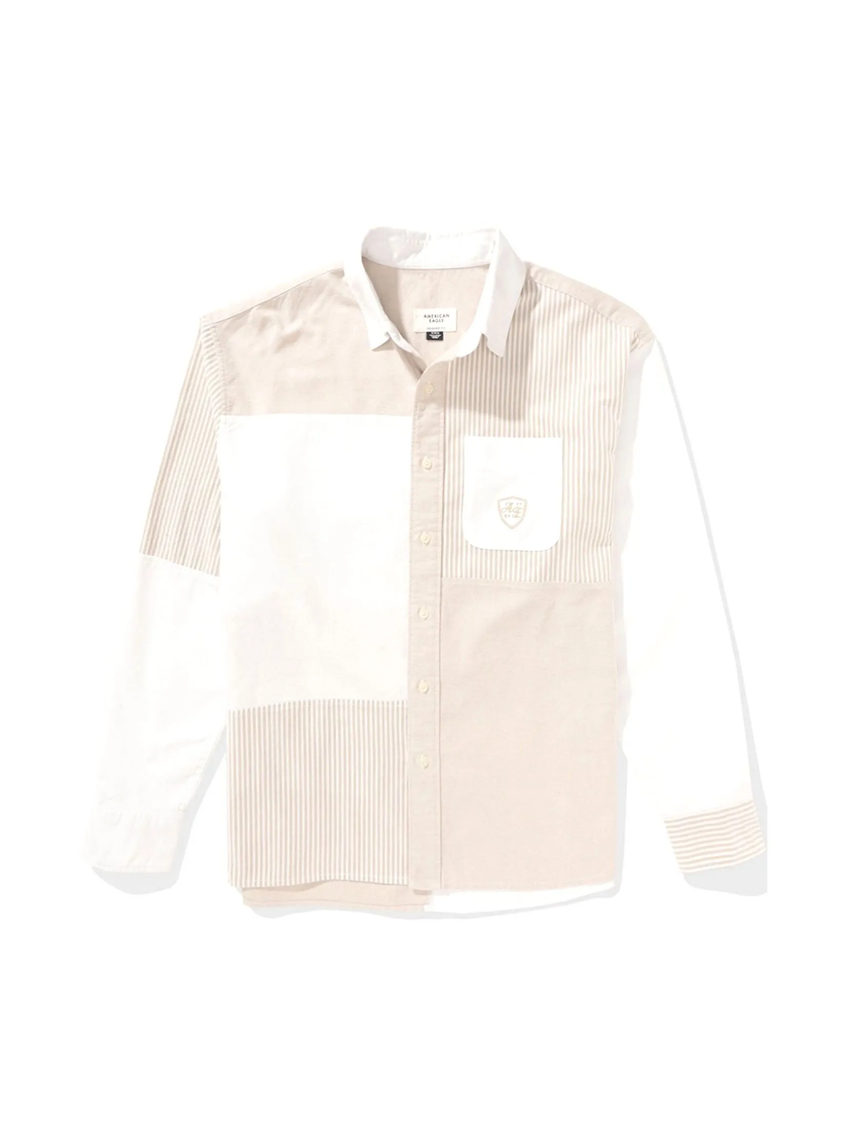 American Eagle MEN OVERSIZED BD COLORBLOCK OXFORD 212 KHAKI American Eagle MEN OVERSIZED BD COLORBLOCK OXFORD 212 KHAKI