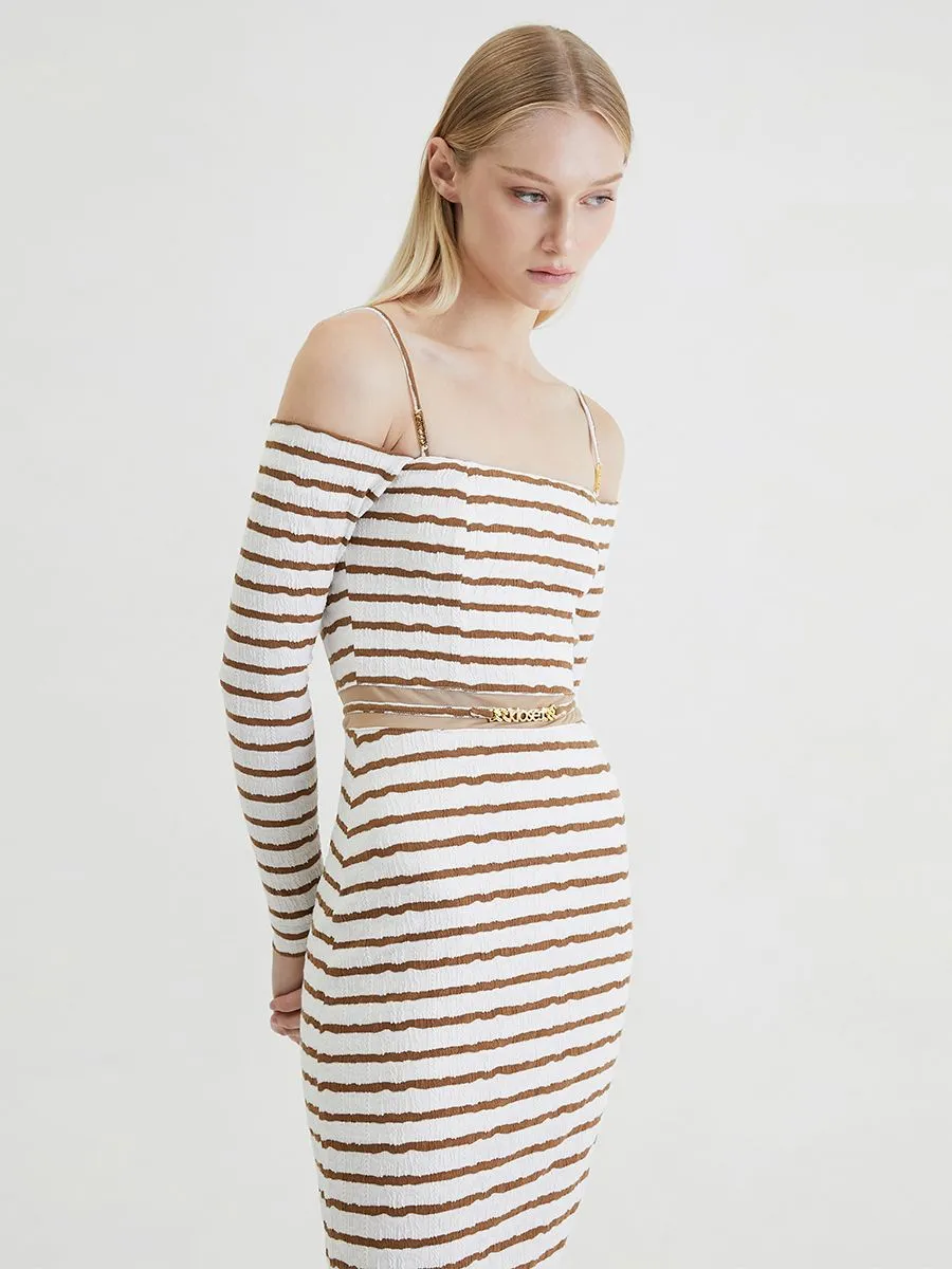 KLOSET (RS24)Knit Off-Shoulder Dress White KLOSET (RS24)Knit Off-Shoulder Dress White
